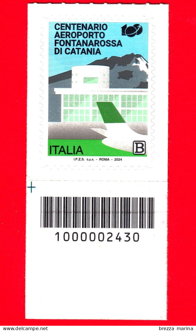 Nuovo - MNH - ITALIA - 2024 - 100 Anni Dell’Aeroporto Di Catania Fontanarossa - B - Barre 2430 - Code-barres