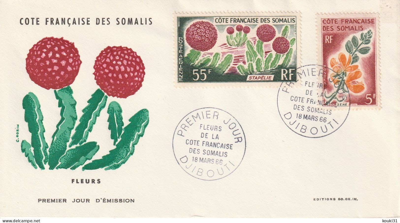 Côte Des Somalis YT 325 Et PA 47 FDC : Cactus - 1966 - Cactus