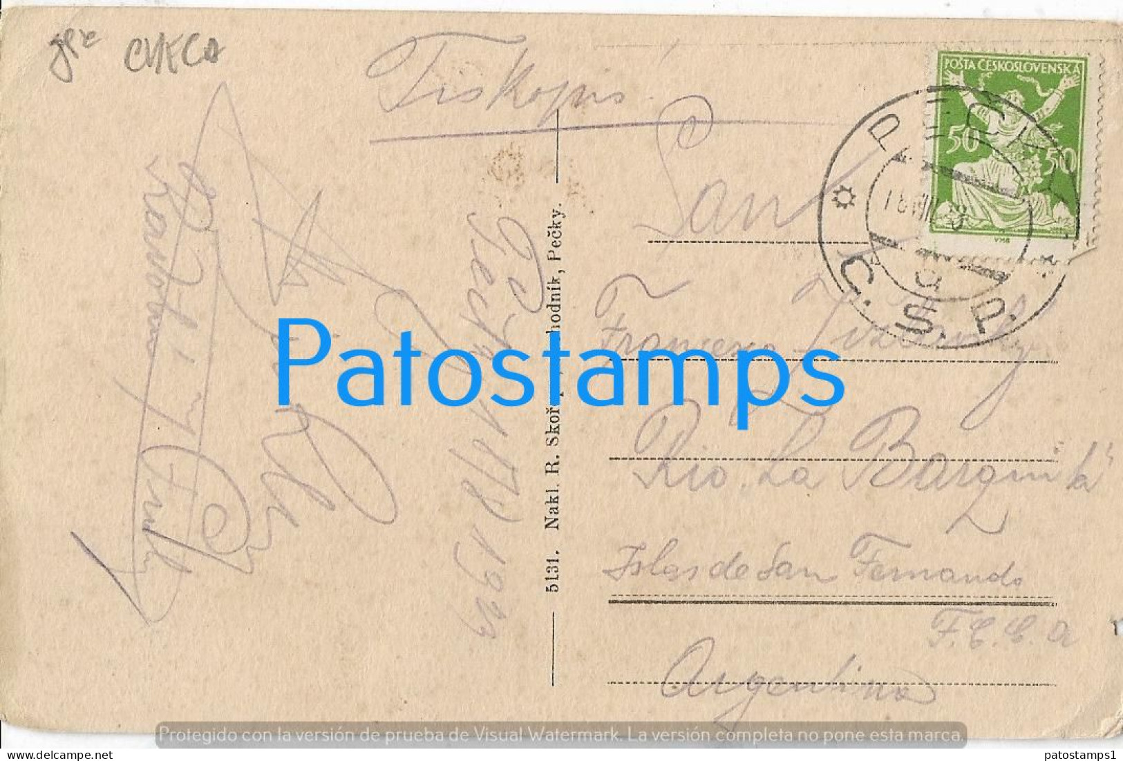 228987 CZECH REPUBLIC PECKY SUGAR REFINERY CIRCULATED TO ARGENTINA POSTAL POSTCARD - República Checa