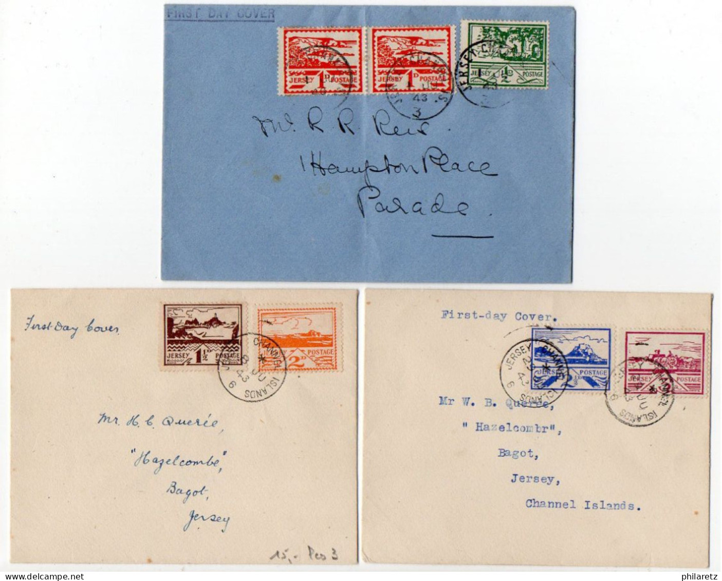 Jersey : Série Complète Sur 3 Lettres FdC De 1943 - Jersey