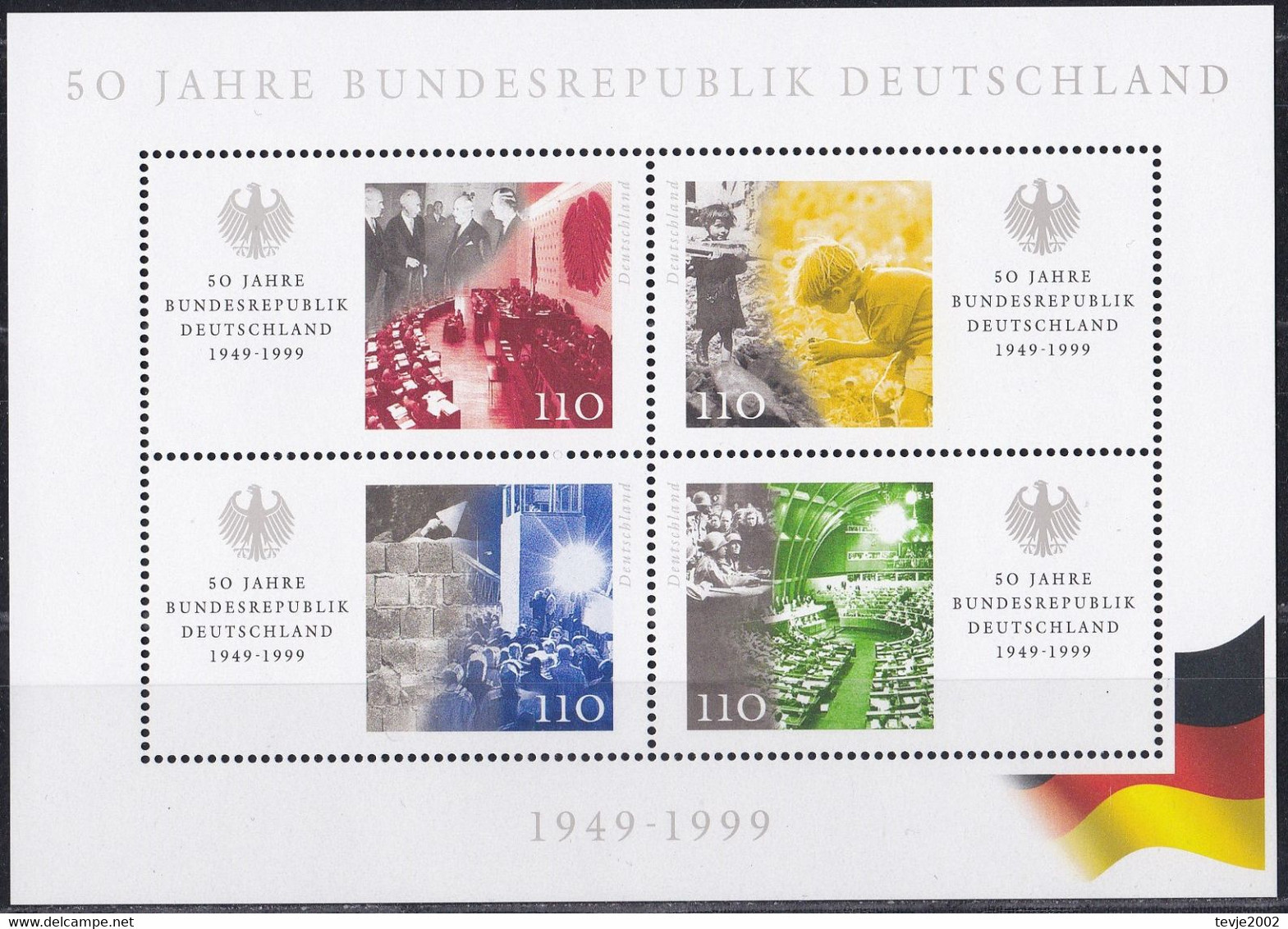 Bund 1999 - Mi.Nr. Block 49 I - Postfrisch MNH - Plattenfehler Roter Punkt Auf Vorderem Pult - Abarten Und Kuriositäten