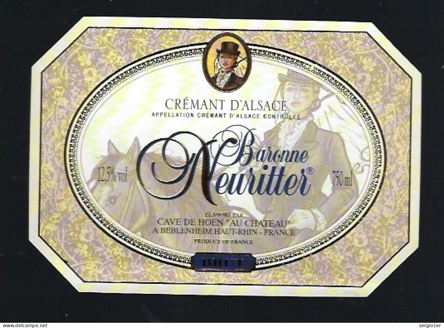 Etiquette Vin  Brut Crémant D'Alsace Baronne Neuritter  Château De Beblenheim 68 " Femme" - White Wines