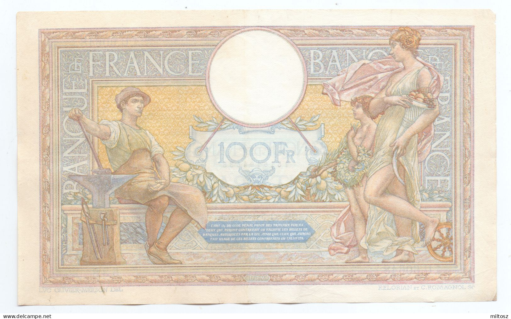 France 100 Francs 1938 - 100 F 1908-1939 ''Luc Olivier Merson''
