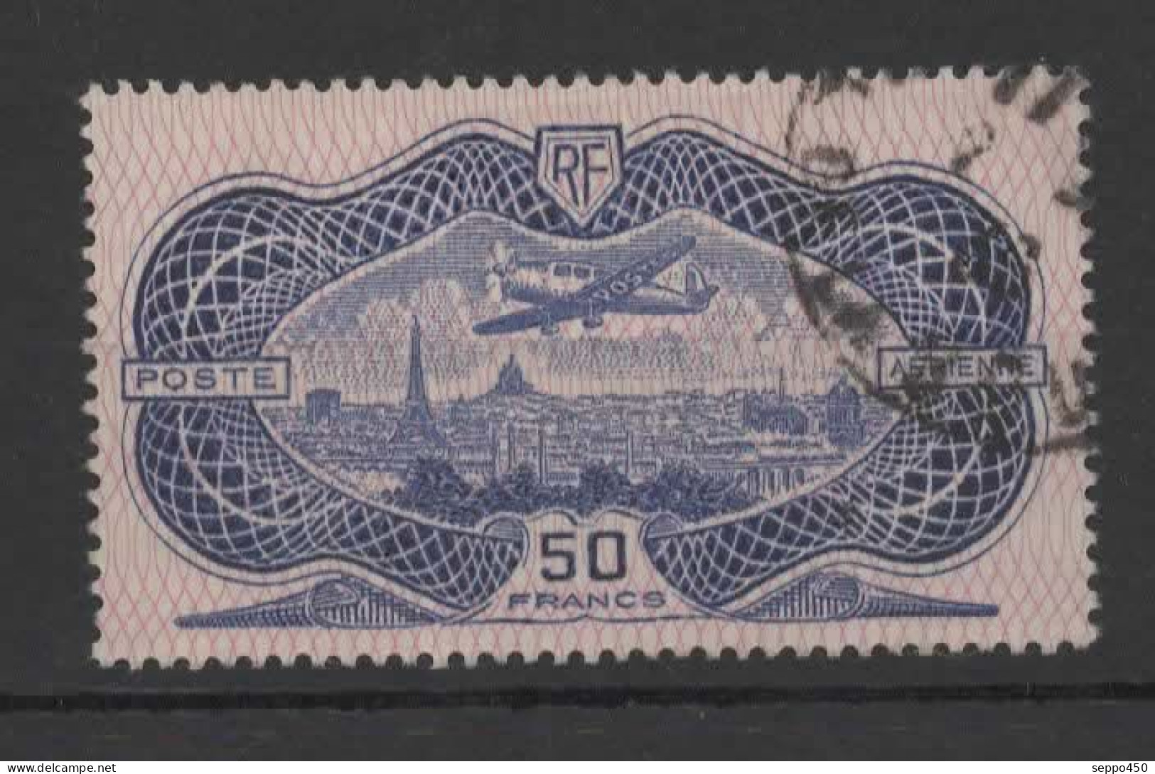 YT PA 15, 50FR  OUTREMER BURELE OBLITERE  SIGNEE ESTOPPEY EN ROUGE  STAMPS BRIEFMARKEN - 1927-1959 Afgestempeld