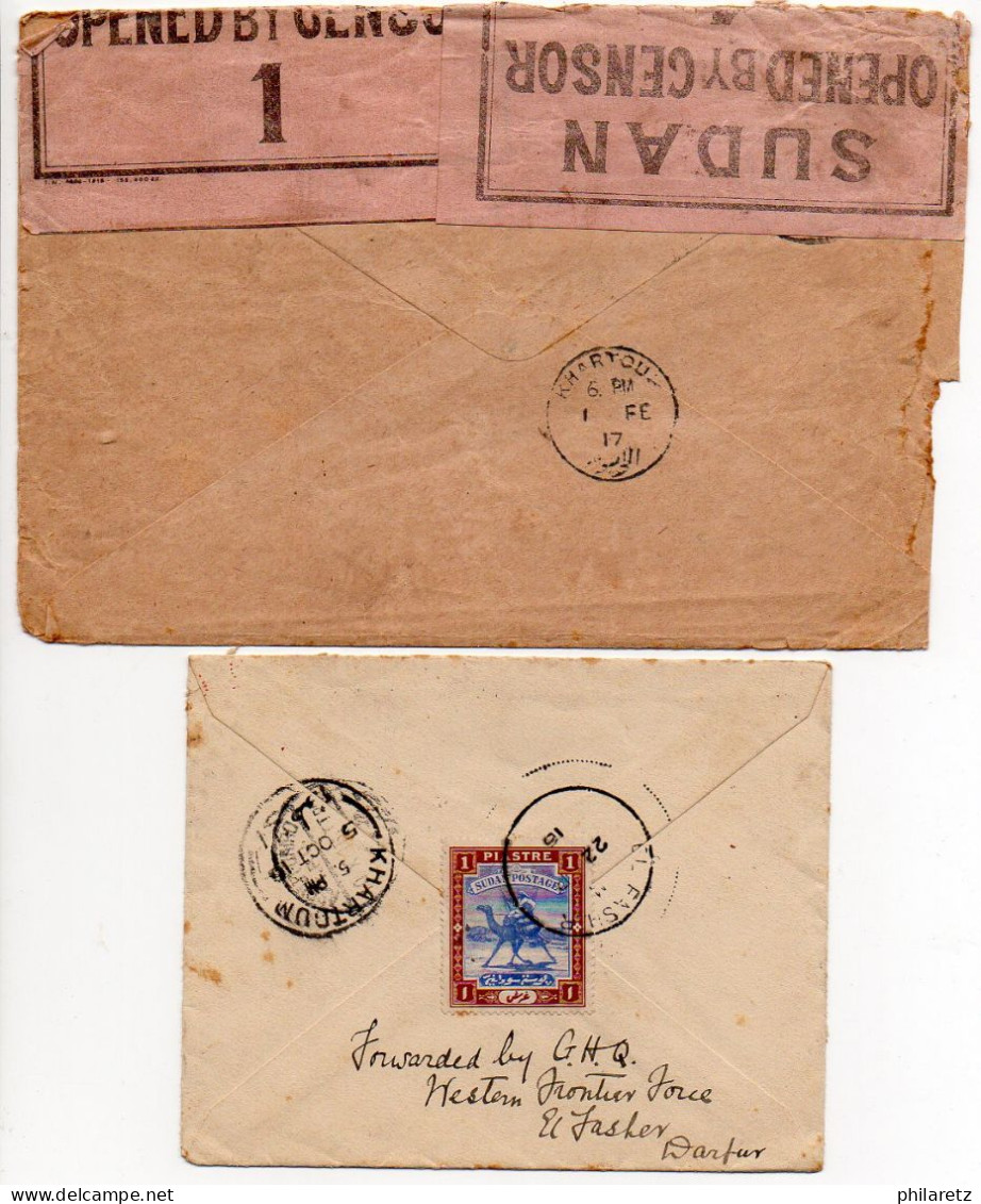 Soudan Egyptien : Lot De 2 Lettres Avec Censure De 1916 D'El-Fasher (CaD Différents) - Défauts - Africa (Varia)