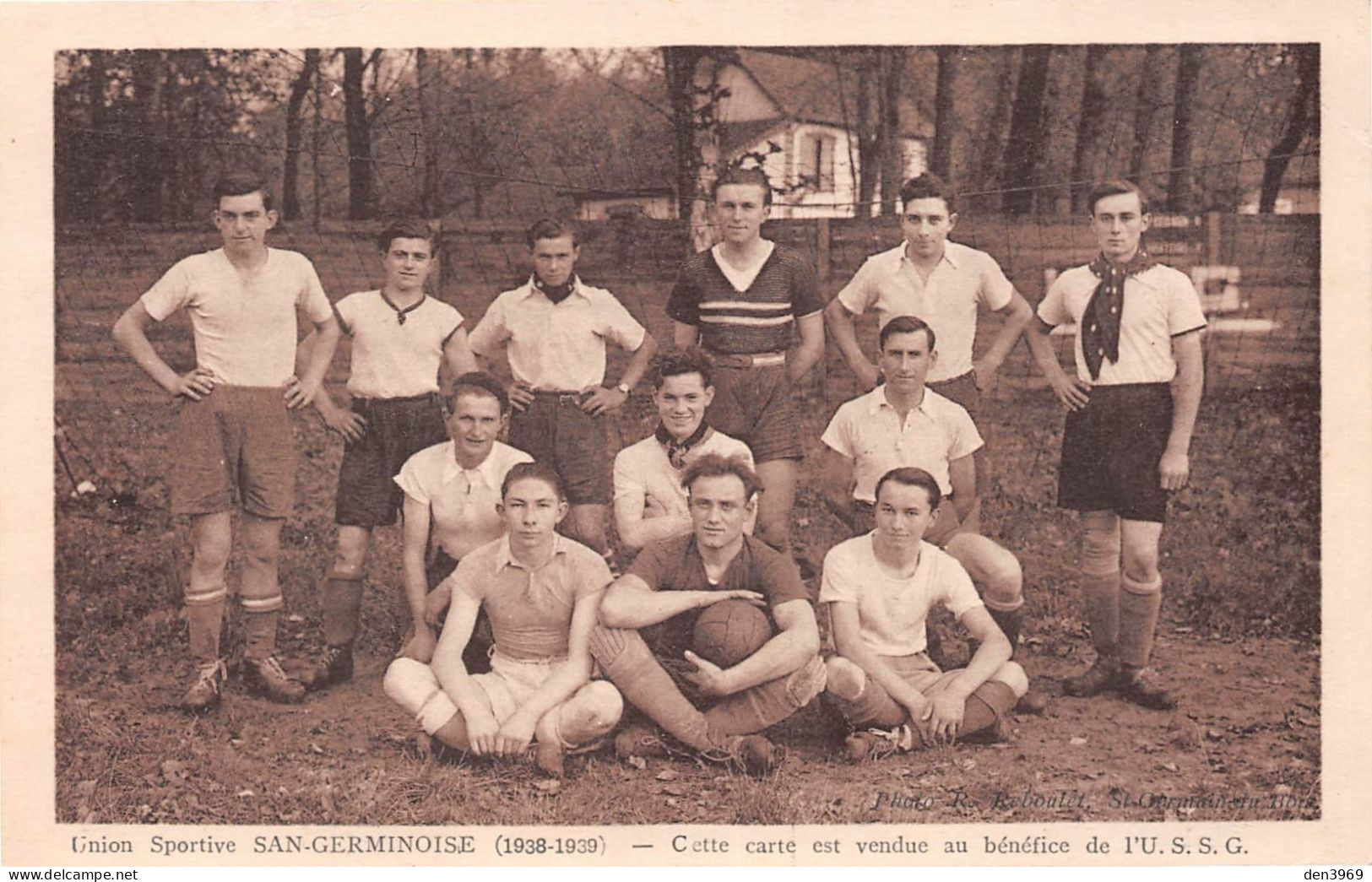 SAINT-GERMAIN-du-BOIS (Saône-et-Loire) - Union Sportive San-Germinoise - Equipe Football 1938-1939 - Photo H. Reboulet - Altri & Non Classificati