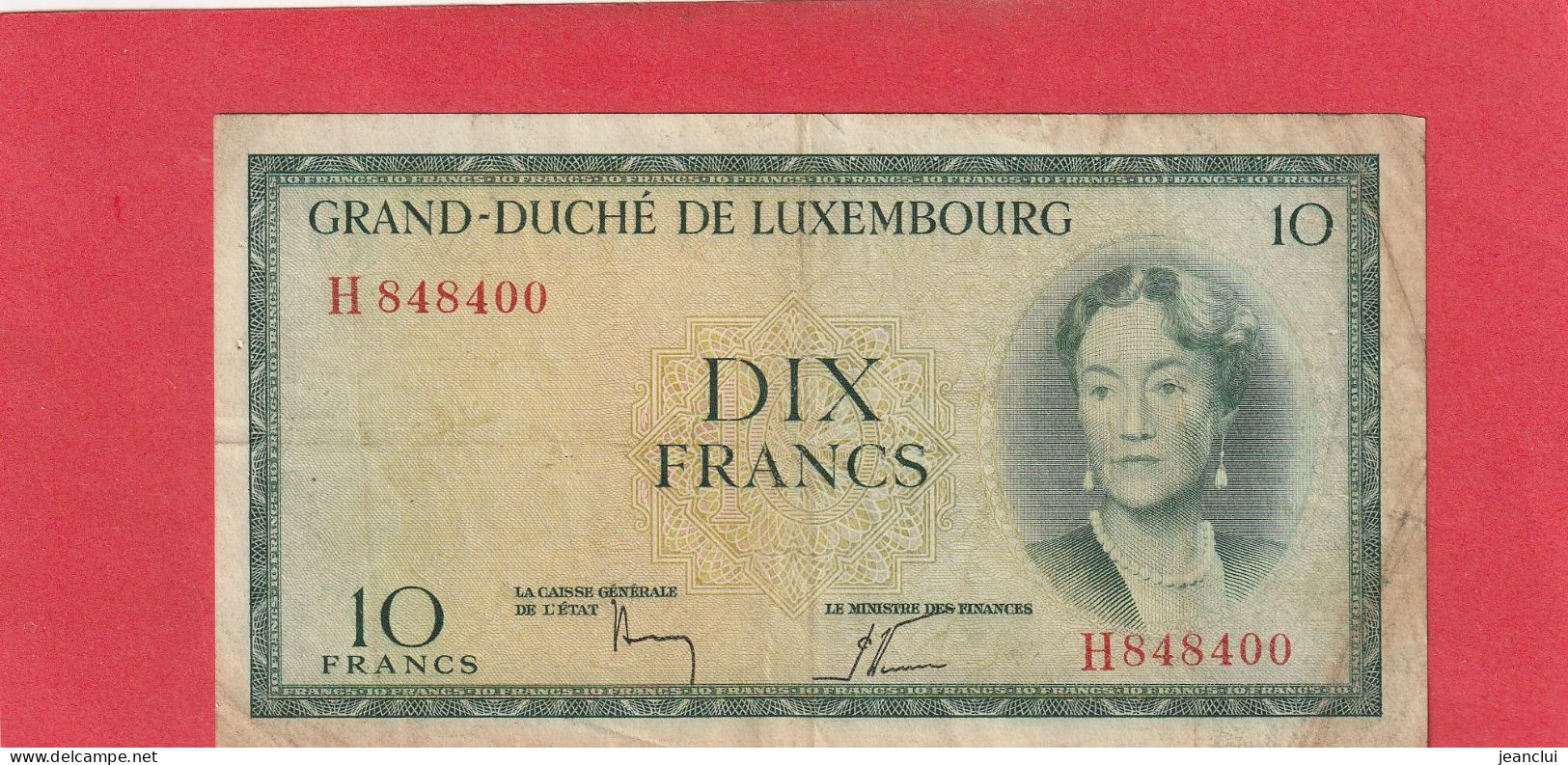 GRAND-DUCHE DE LUXEMBOURG  .  10 FRANCS  .  N°  H 848400   .  2 SCANNES  .  BILLET USITE - Luxembourg