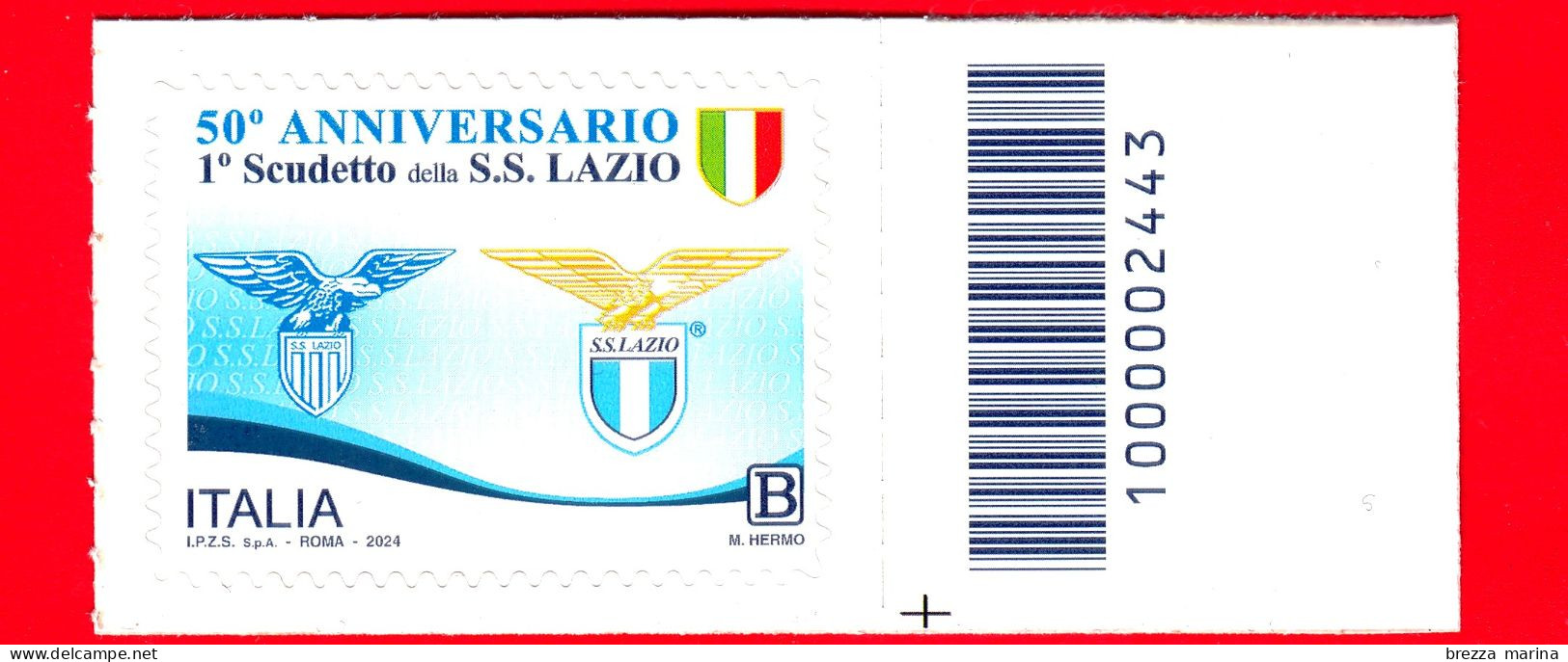 Nuovo - MNH - ITALIA - 2024 - 50 Anni Del Primo Scudetto Della S.S. Lazio - B - Barre 2443 - Bar Codes