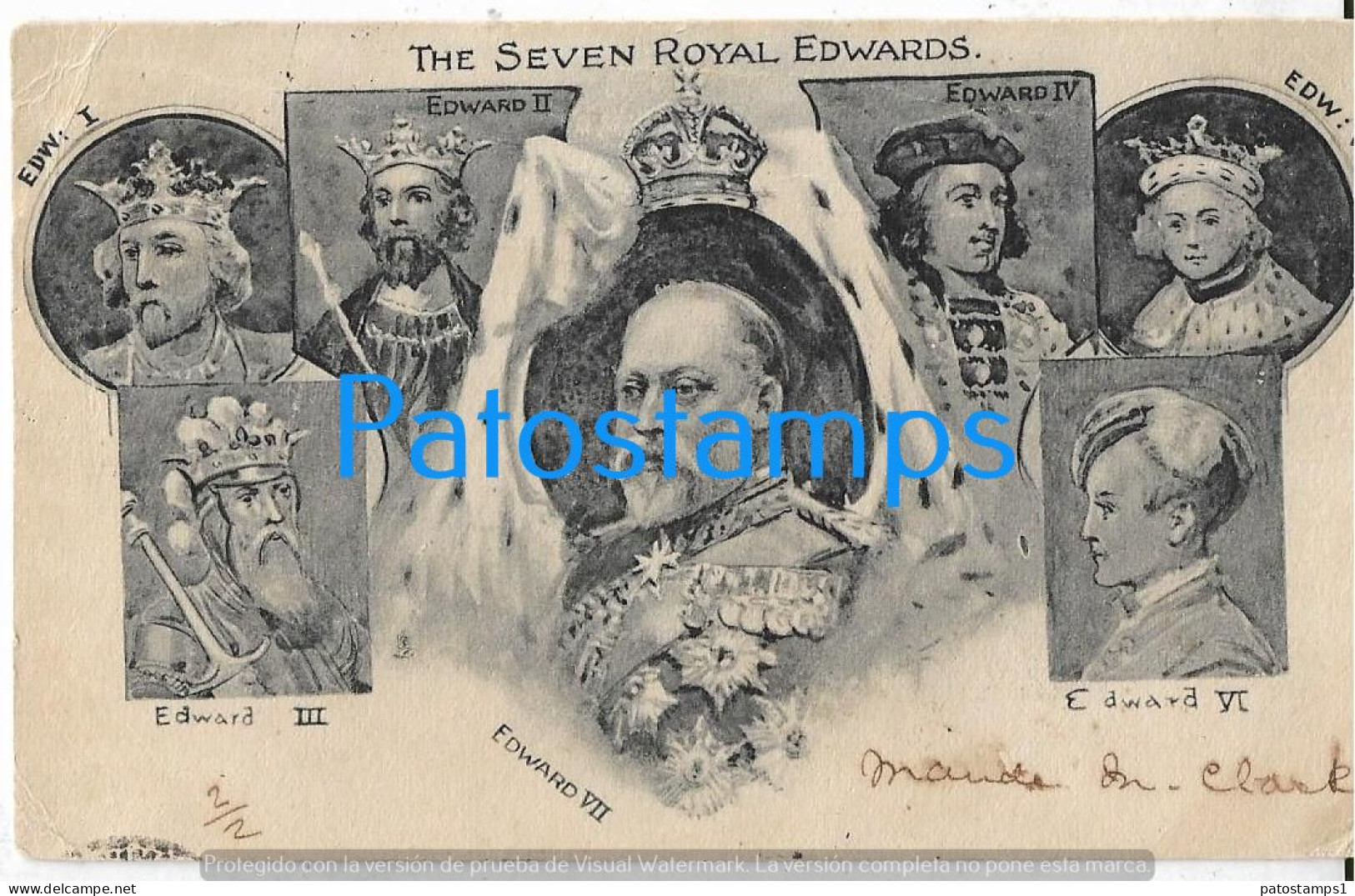 228989 ROYALTY THE SEVEN ROYAL EDWARDS UK BREAK CIRCULATED TO ARGENTINA POSTAL POSTCARD - Royal Families