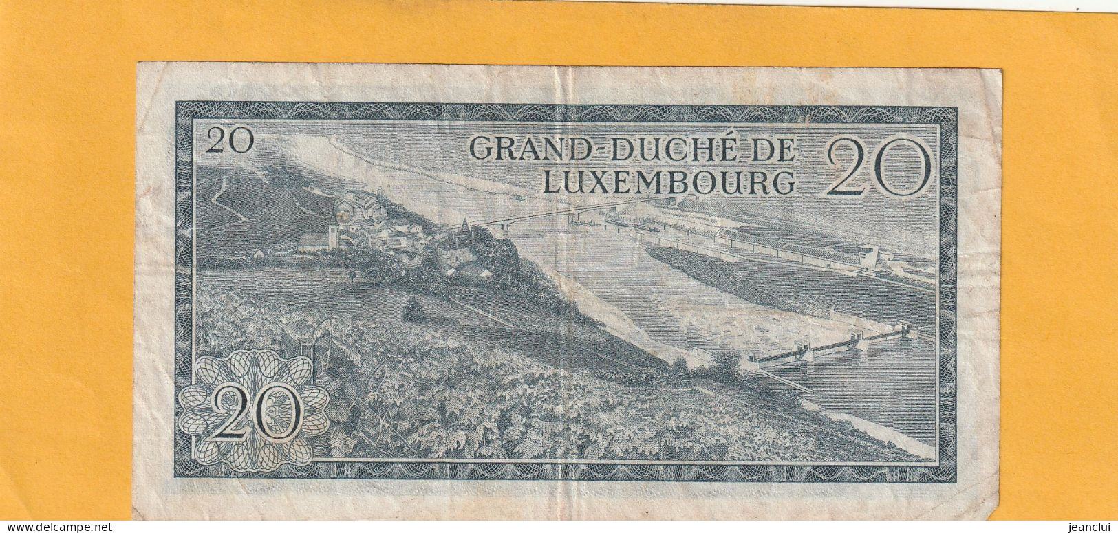 GRAND-DUCHE DE LUXEMBOURG  .  20 FRANCS  .  7-3-1966  .  N°  D 775572   .  2 SCANNES  .  BILLET USITE - Luxemburg