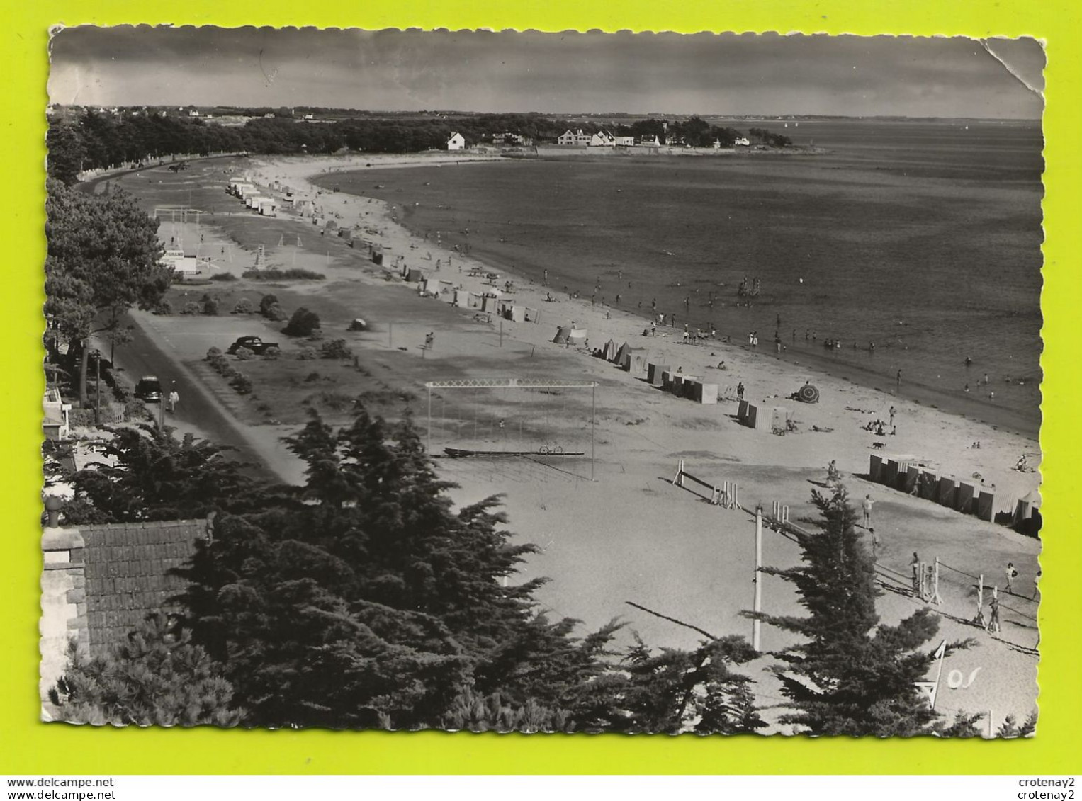 56 CARNAC PLAGE N°2529 Grande Plage Poteaux De Volley Baignade Portique En 1955 Citroën Traction Chien VOIR DOS & Flamme - Carnac