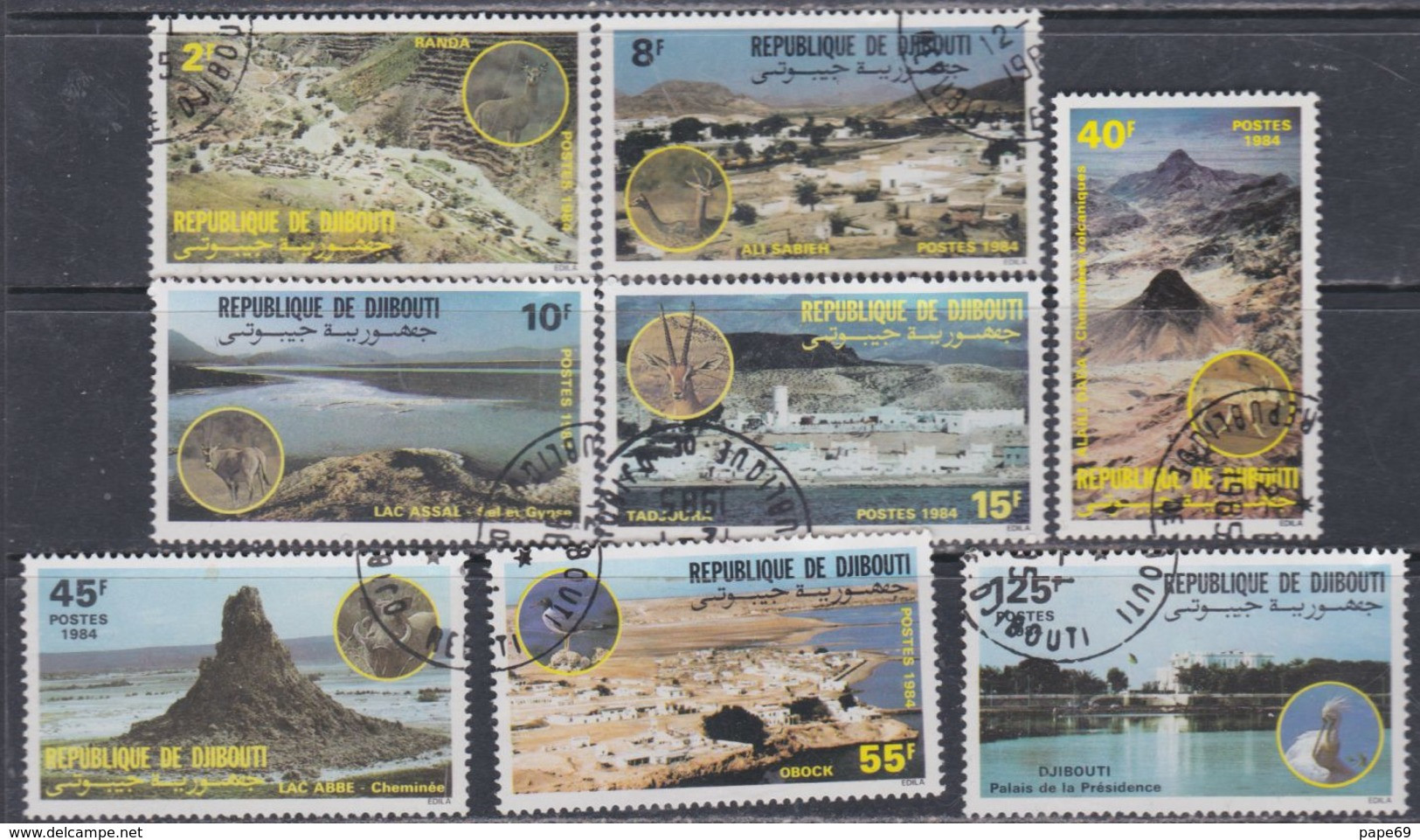 Djibouti N° 579 / 86 O : Paysage Et Faune Les 8 Valeurs Oblitérées TB - Djibouti (1977-...)