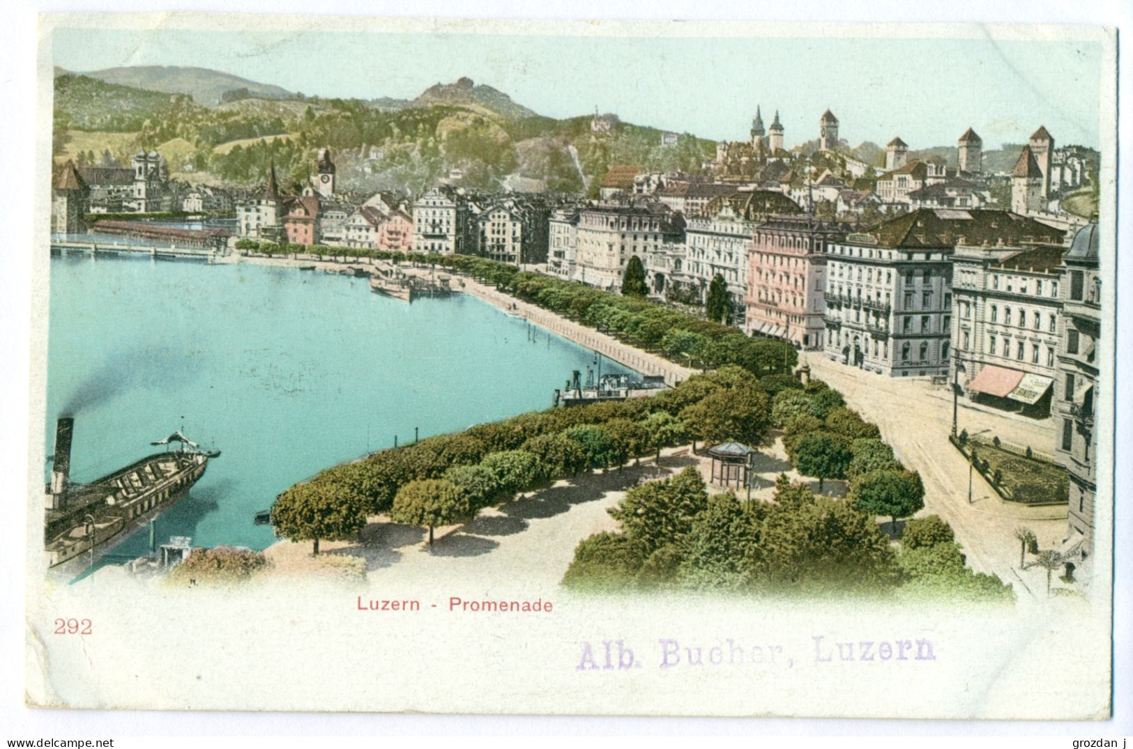 VERY RARE OLD LITHO, Luzern / Lucerne, Promenade, Switzerland - Luzern
