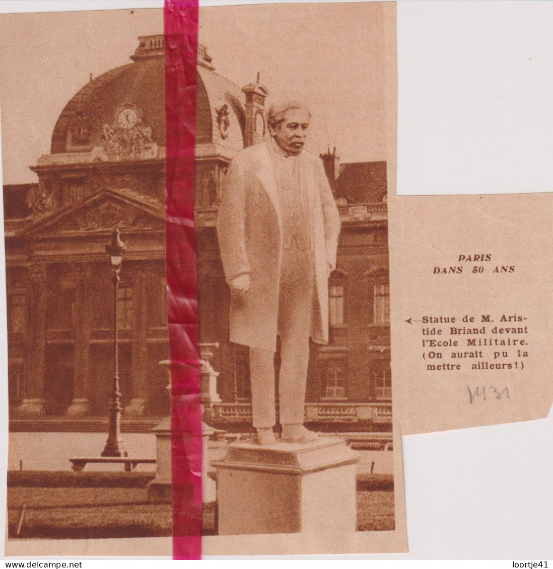 Paris - Statue De M. Aristide Briand - Orig. Knipsel Coupure Tijdschrift Magazine - 1931 - Ohne Zuordnung