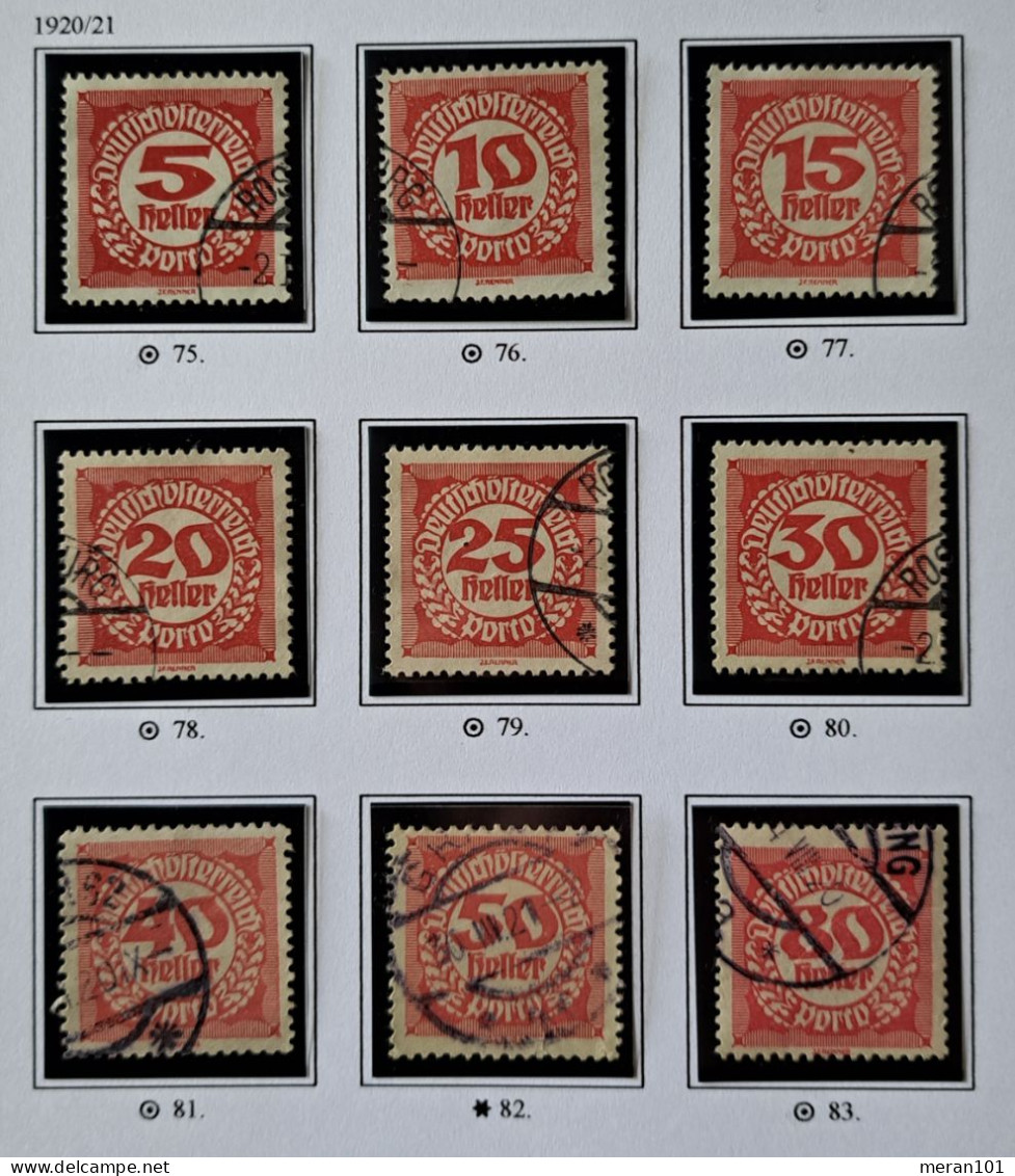 Österreich PORTO 1919/20, Mi 75-83 Gestempelt - Postage Due