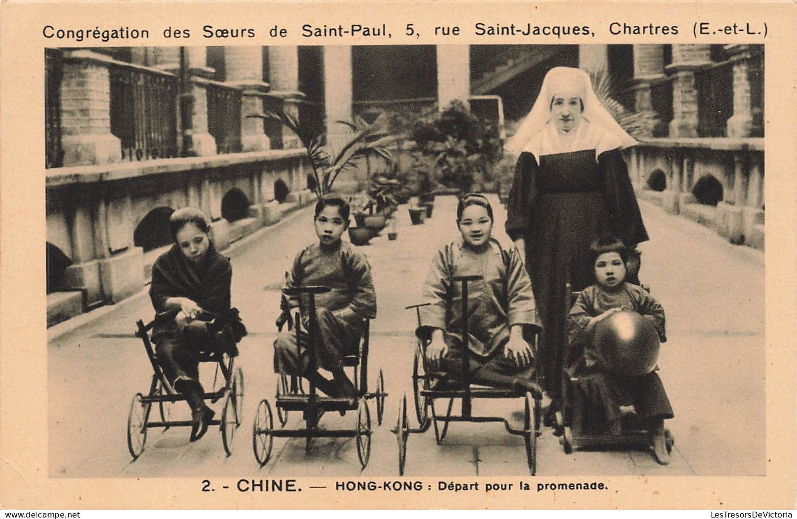 CHINE - Hong Kong - Départ Pour La Promenade - Congrégation Des Seurs De Saint Paul - Carte Postale Ancienne - China (Hong Kong)