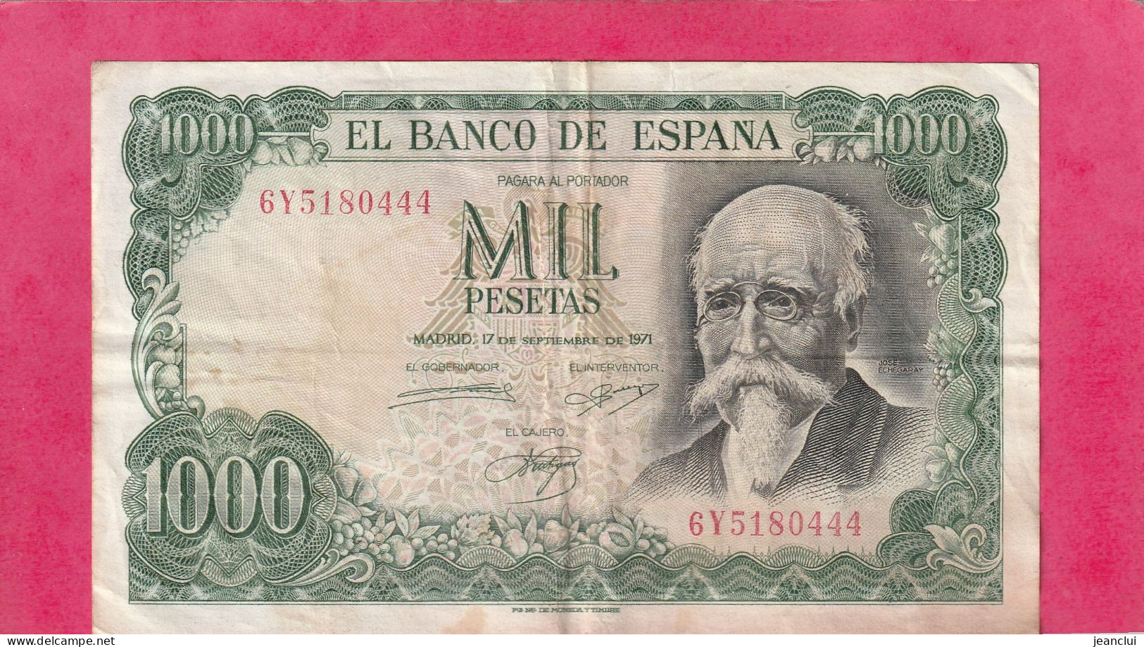 EL BANCO DE ESPANA  .  1.000 PESETAS  .  17-9-1971  .  N°  6 Y 5180444   .  2 SCANNES  .  BILLET USITE - 1000 Peseten