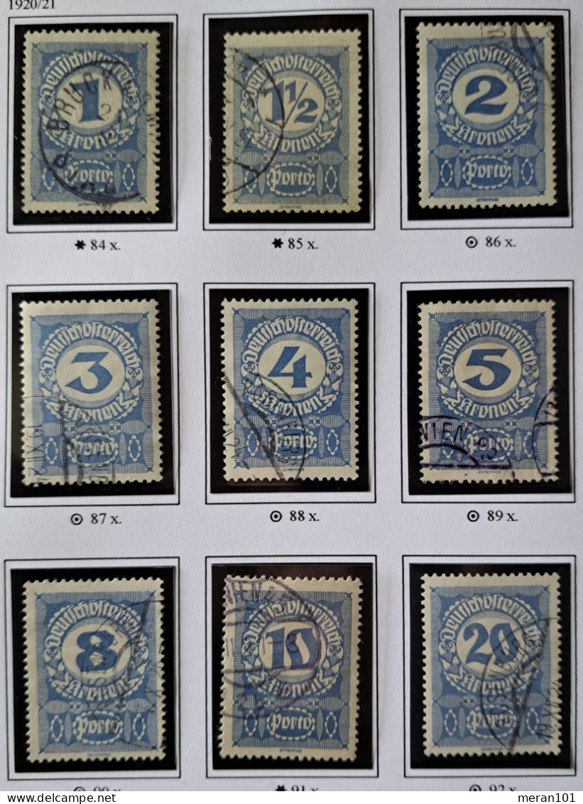 Österreich PORTO 1919/21, Mi 84x-92x Gestempelt - Postage Due