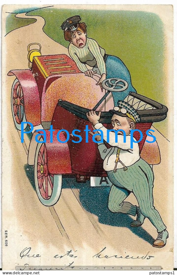 228994 ART ARTE HUMOR THE FALL OF THE CAR ON THE ROAD CIRCULATED TO ARGENTINA POSTAL POSTCARD - Unclassified