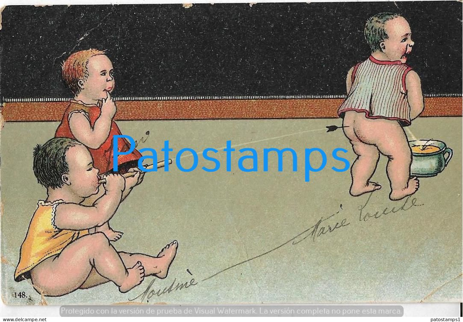228995 ART ARTE HUMOR CHILDREN PEEING AND THE BLOWPOWER BREAK CIRCULATED TO ARGENTINA POSTAL POSTCARD - Unclassified