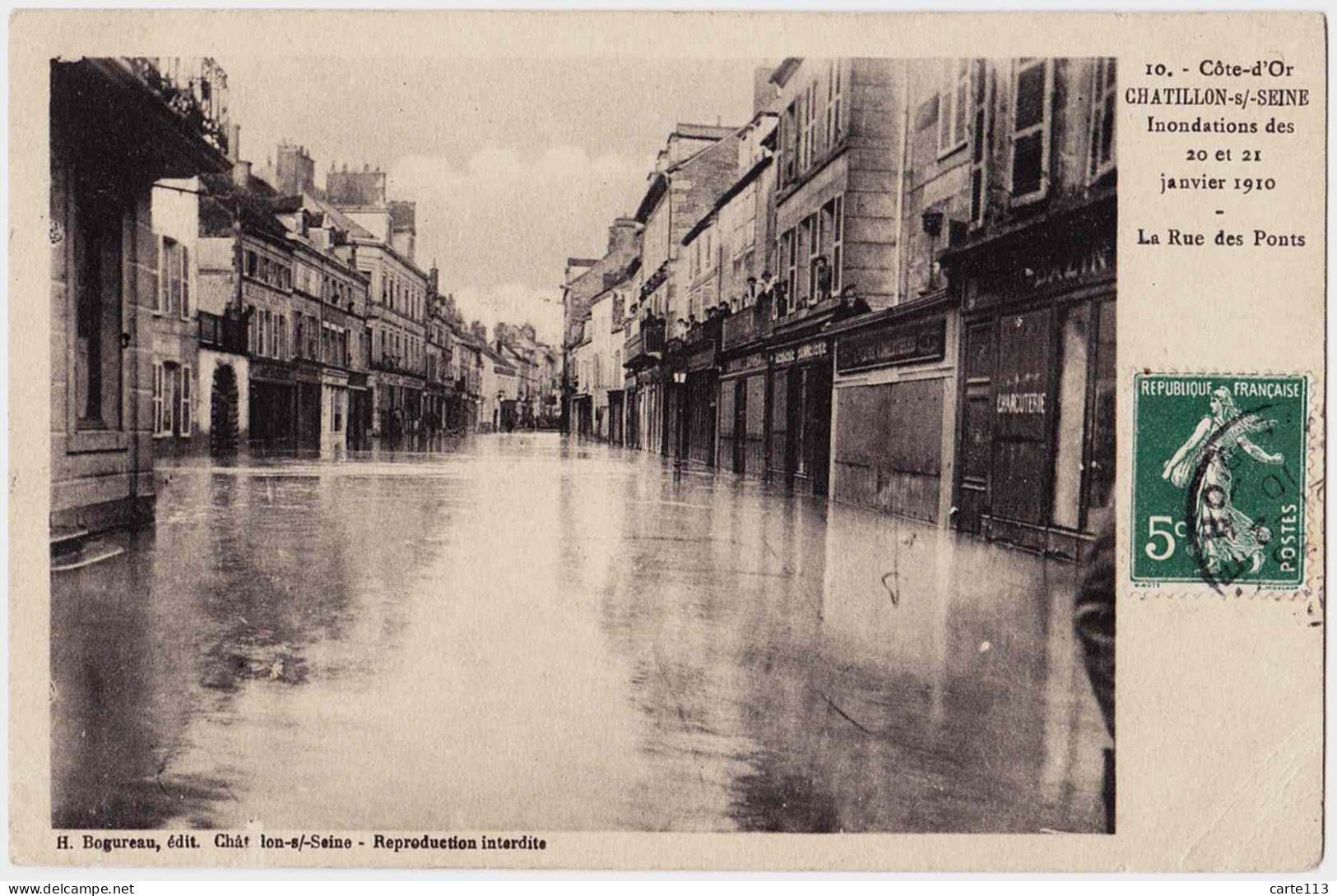 21 - B22897CPA - CHATILLON SUR SEINE - La Rue Des Ponts - Inondations Janvier 1910 - Parfait état - COTE-D'OR - Chatillon Sur Seine