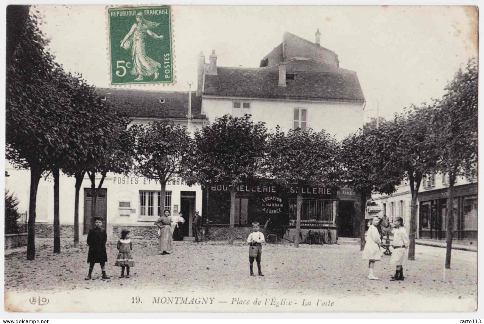 95 - B22318CPA - MONTMAGNY - Place Eglise, La Poste -Bourrelier - Bon état - VAL-D'OISE - Altri & Non Classificati