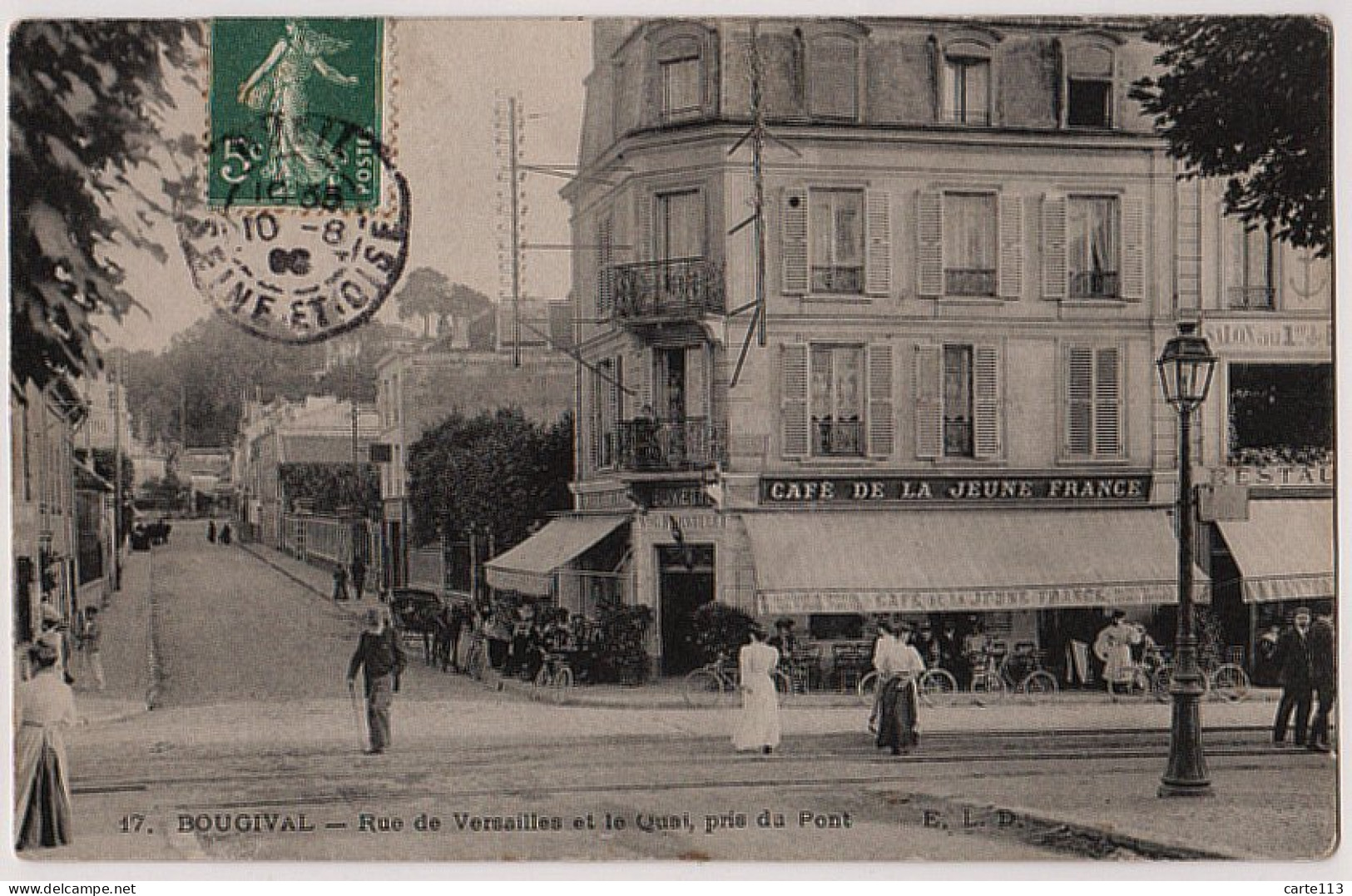 78 - B21734CPA - BOUGIVAL - Rue De Versailles Et Quai Pris Du Pont  -  Cafe Jeune France - Bon état - YVELINES - Bougival