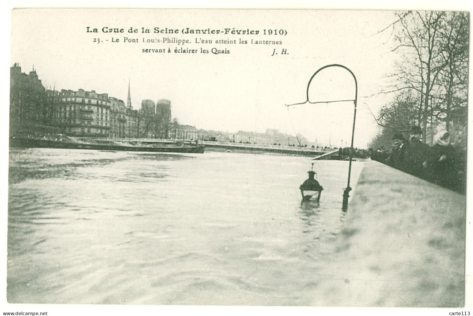 75 - B18254CPA - PARIS ARR. 04 - Pont Louis Philippe - Crue De La Seine 1910 - Les Lanternes - Parfait état - PARIS - District 04