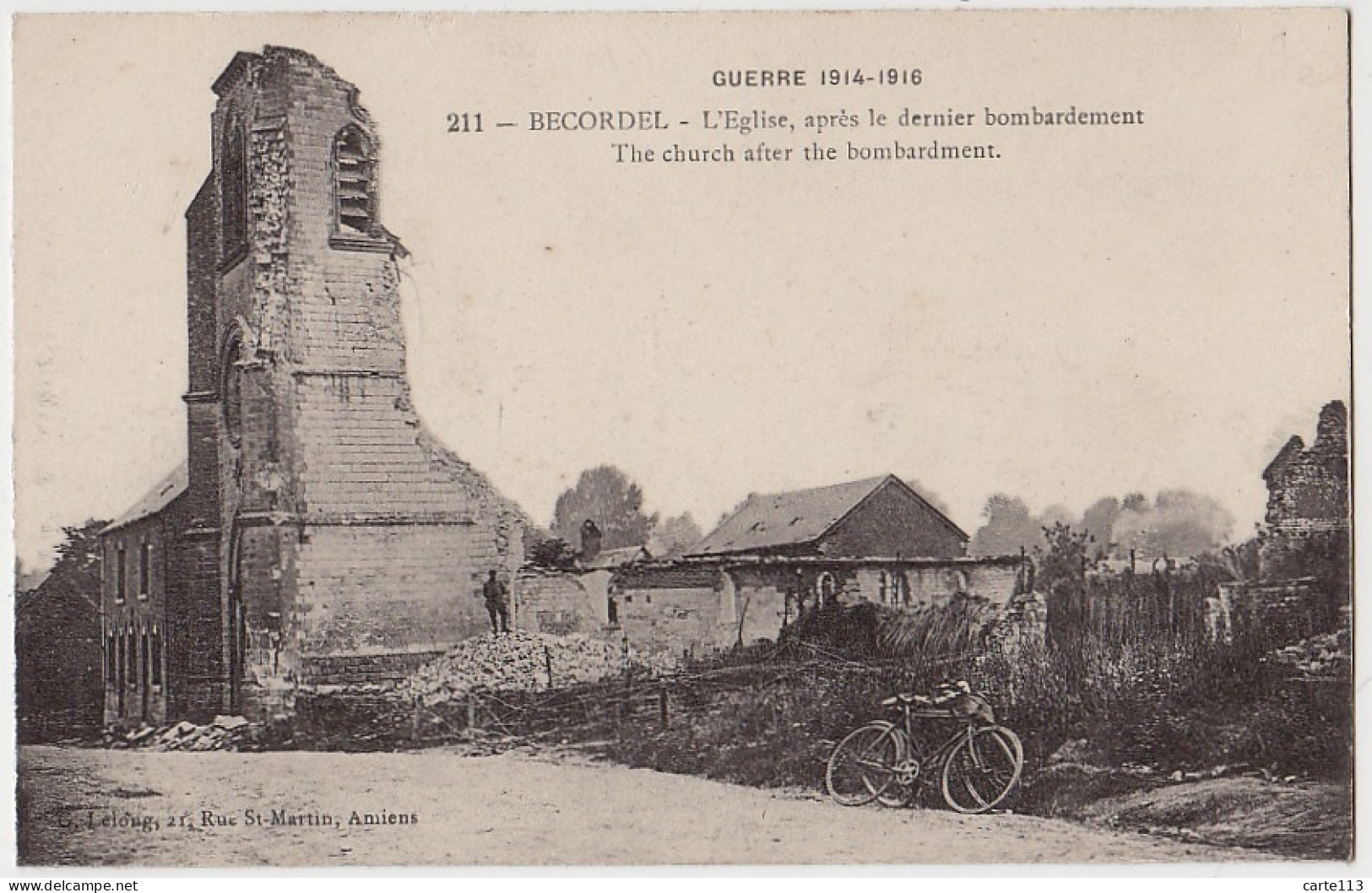 80 - B17719CPA - BECORDEL - Eglise - Apres Le Dernier Bombardement - Parfait état - SOMME - Otros & Sin Clasificación