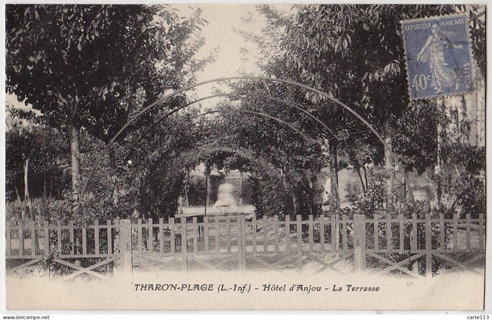 44 - B17330CPA - THARON PLAGE - Hotel Anjou - La Terrasse - Très Bon état - LOIRE-ATLANTIQUE - Sonstige & Ohne Zuordnung