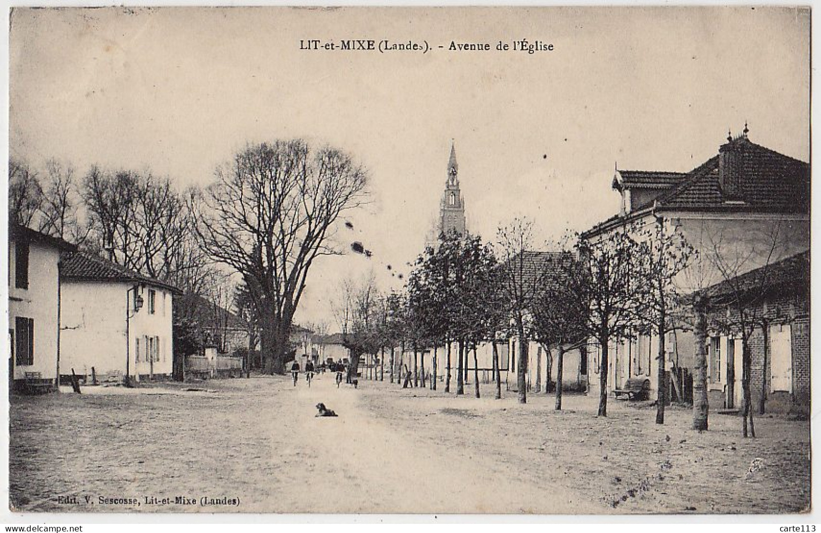 40 - B17179CPA - LIT ET MIXE - Avenue Eglise - Bon état - LANDES - Altri & Non Classificati