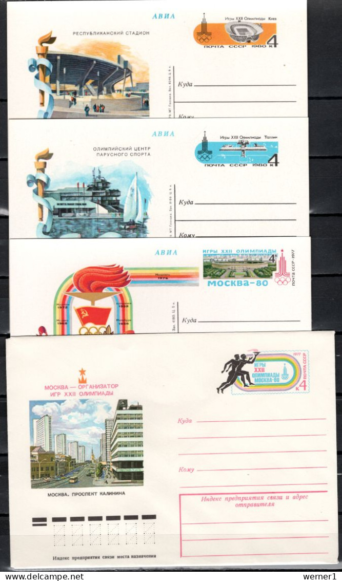 USSR Russia 1980 Olympic Games Moscow, 3 Commemorative Postcards + 1 Cover - Zomer 1980: Moskou