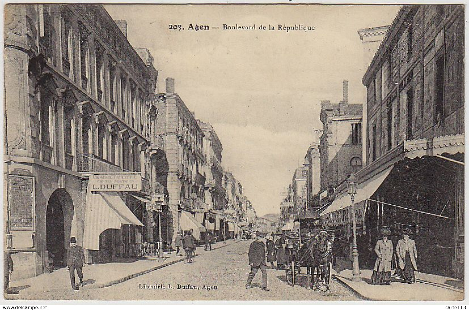 47 - B10755CPA - AGEN - Boulevard Republique - Librairie L DUFFAU - Très Bon état - LOT-ET-GARONNE - Agen