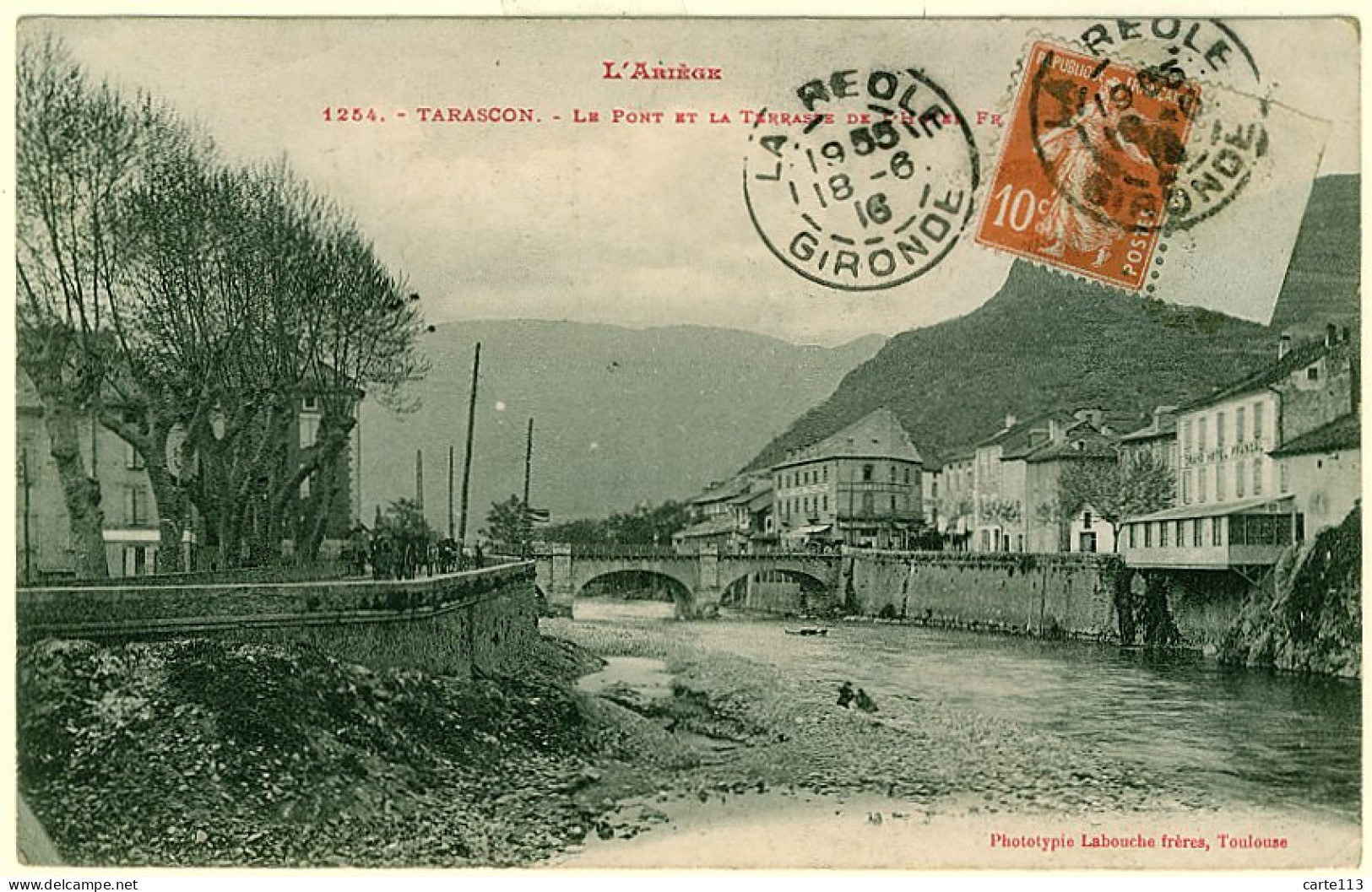 9 - B10454CPA - TARASCON - Le Pont Et La Terrasse De L'hotel - Très Bon état - ARIEGE - Sonstige & Ohne Zuordnung