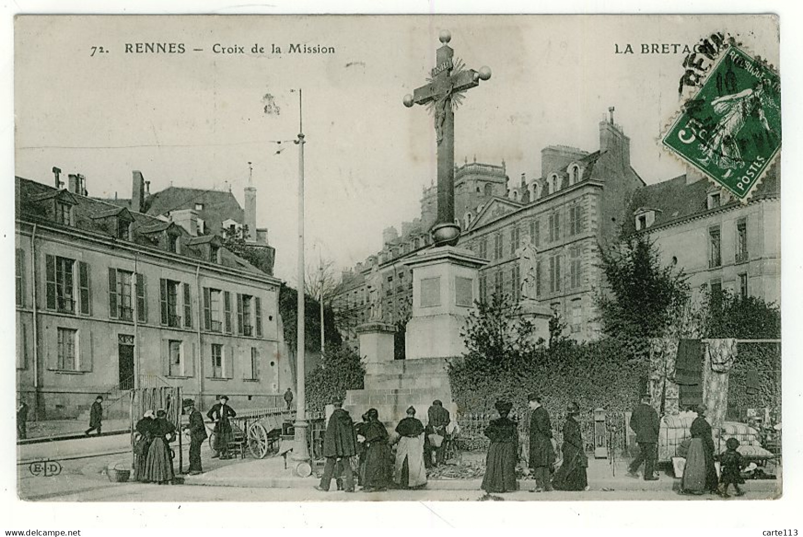 35 - B4798CPA - RENNES - Croix De La Mission - Marché à La Brocante - Très Bon état - ILLE-ET-VILAINE - Rennes