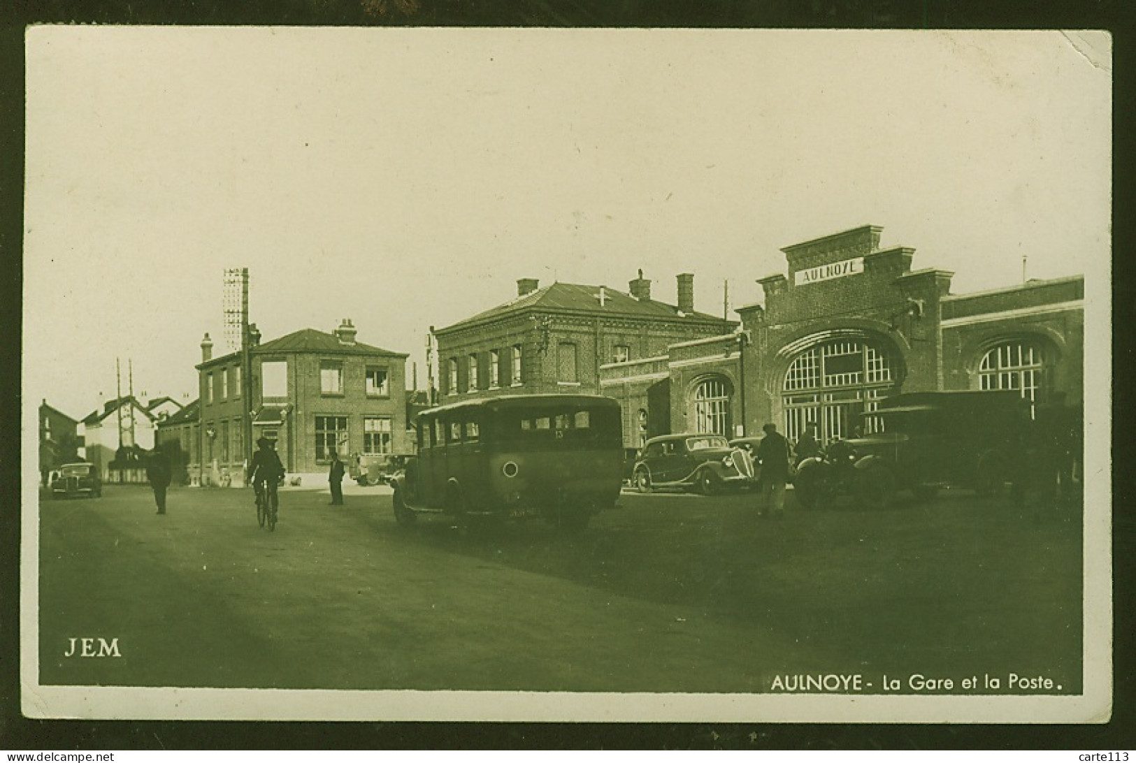 59 - B2142CPSM - AULNOYE - La Gare Et La Poste - Bon état - NORD - Aulnoye