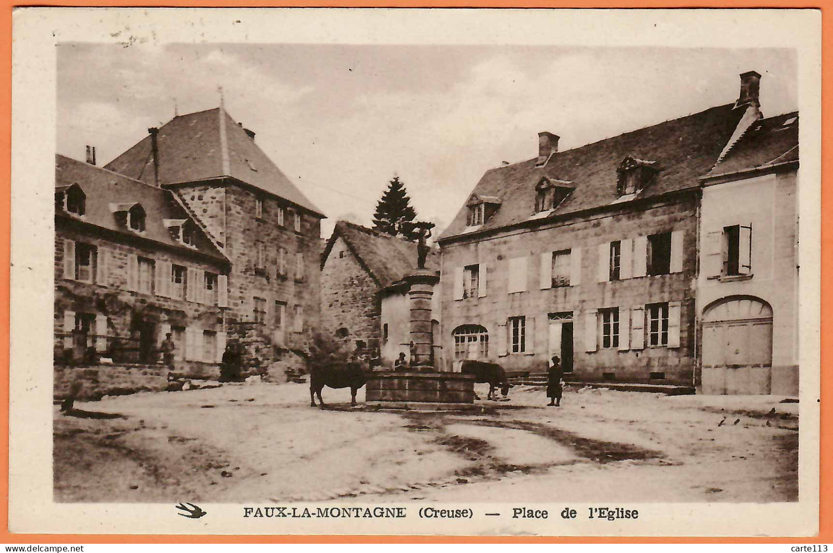 23 - B34553CPSM - FAUX LA MONTAGNE - Place De L'église - Très Bon état - CREUSE - Sonstige & Ohne Zuordnung