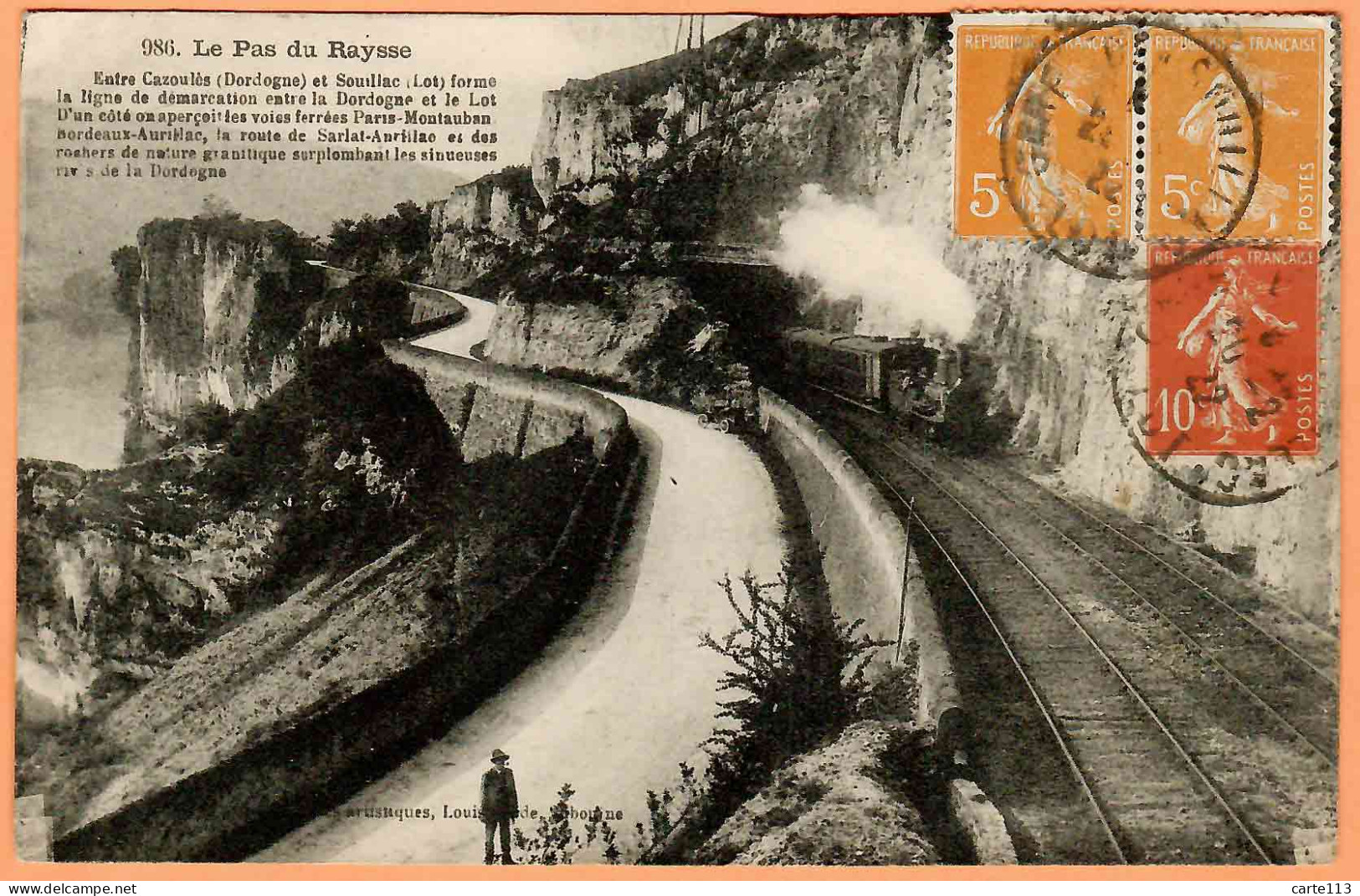 24 - B34542CPA - CAZOULES - Le Pas Du Raysse -Train - Très Bon état - DORDOGNE - Autres & Non Classés