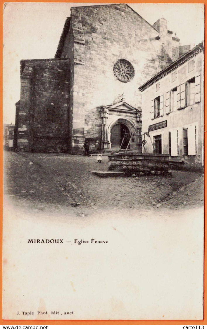 32 - B34017CPA - MIRADOUX - Eglise Fenave - Café Truilhe - Carte Pionniere- Précurseur - Assez Bon état - GERS - Autres & Non Classés