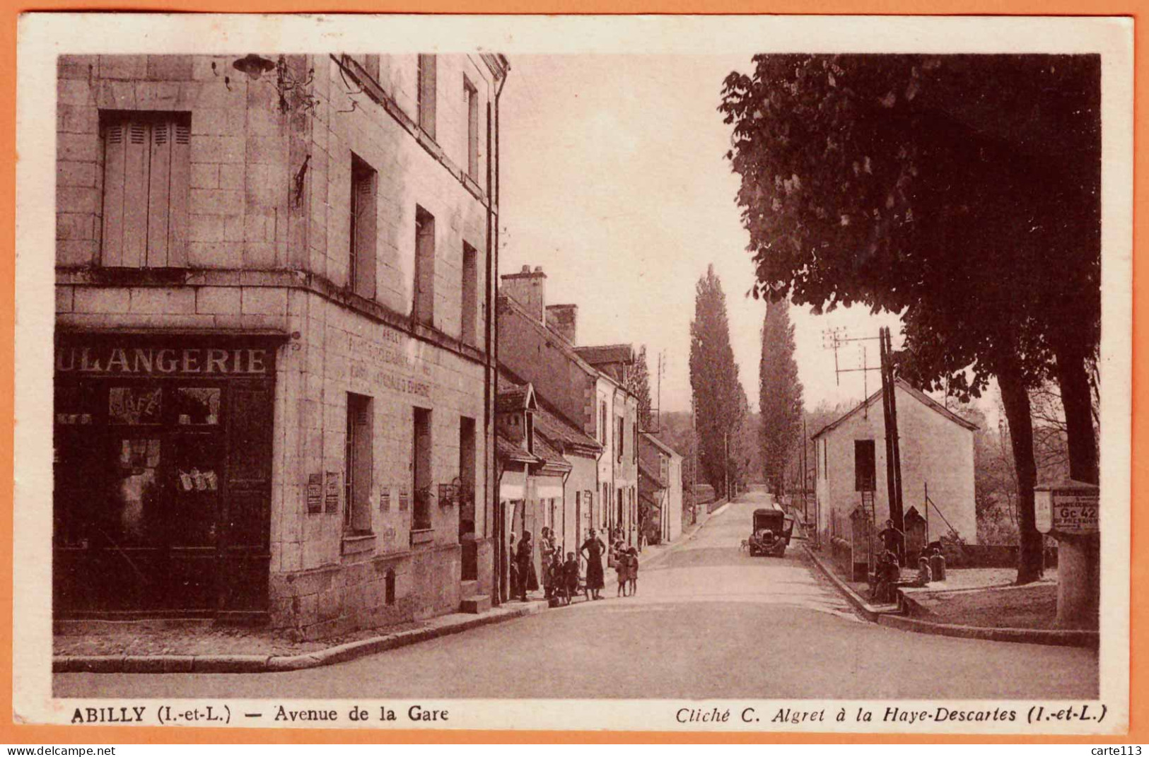 37 - B34005CPA - ABILLY - Avenue De La Gare - Boulangerie - Très Bon état - INDRE-ET-LOIRE - Other & Unclassified