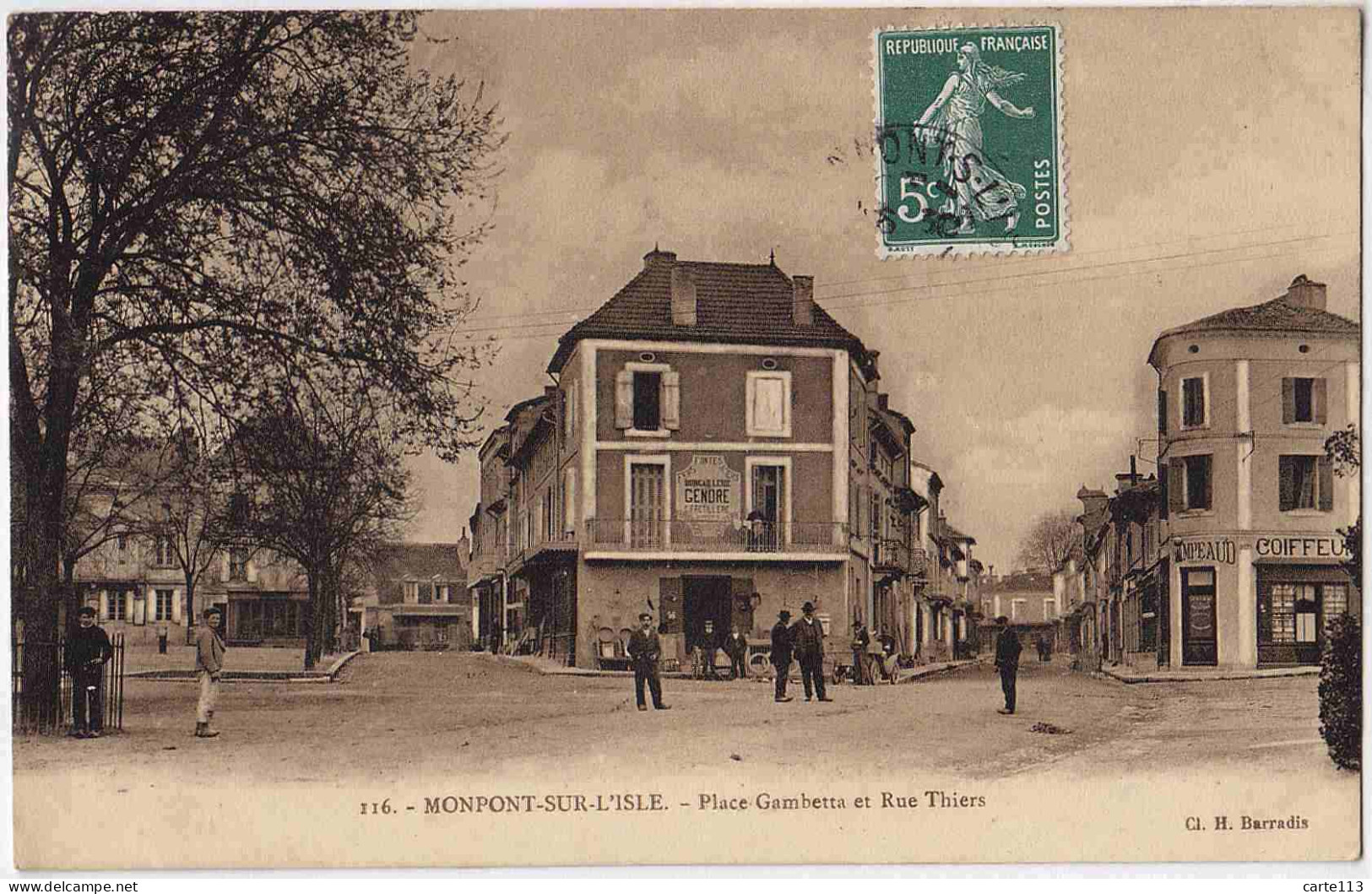 24 - B32530CPA - MONTPON  SUR L' ISLE - Place Gambetta Et Rue Thiers - Quincaillerie GENDRE - Parfait état - DORDOGNE - Other & Unclassified