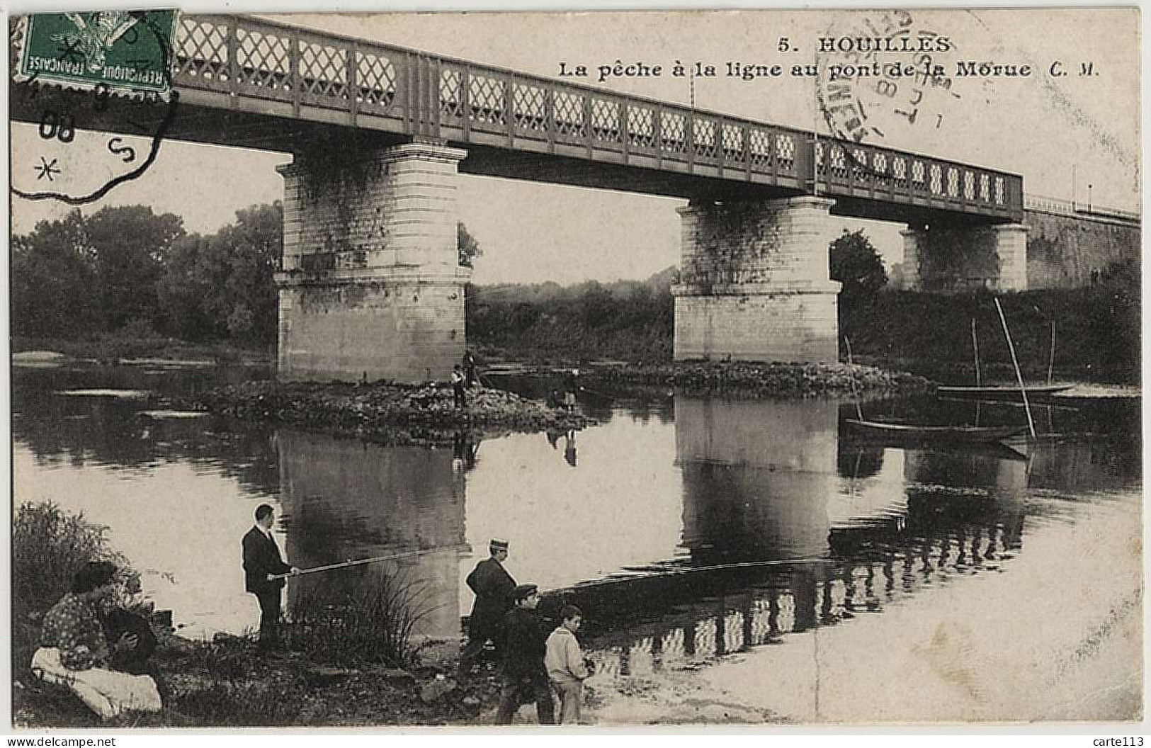 78 - B30952CPA - HOUILLES - La Peche à La Ligne Au Pont De La Morue - Très Bon état - YVELINES - Houilles