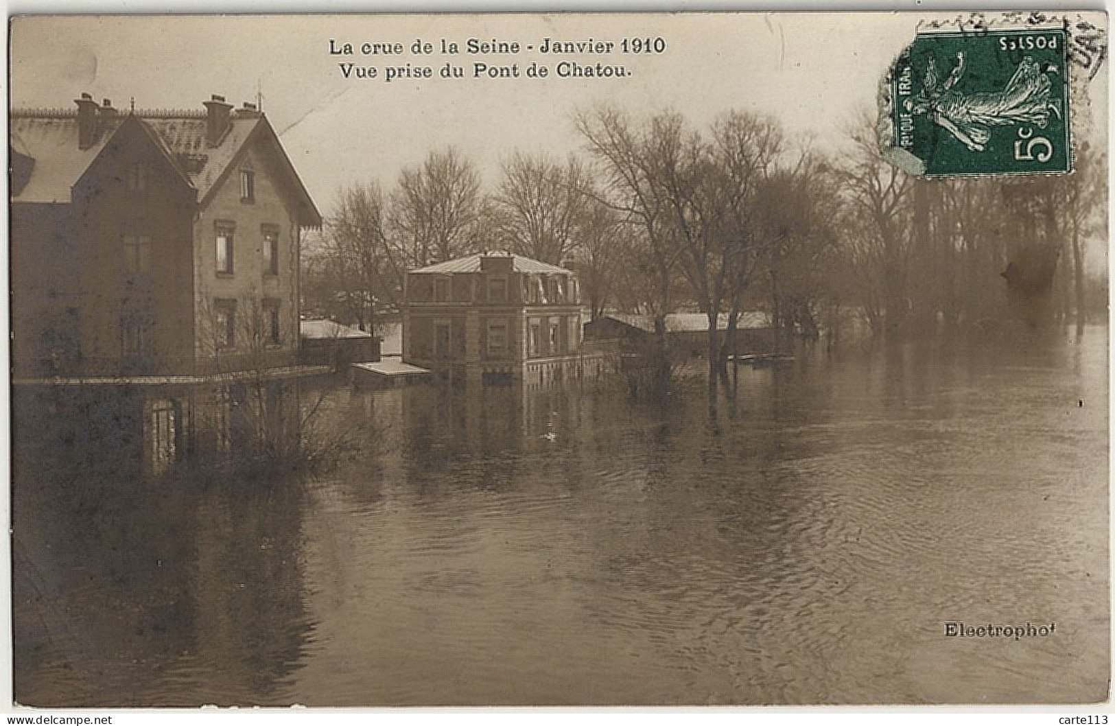 78 - B30891CPA - CHATOU - Crue De La Seine 1910  Vue Prise Du Pont - Très Bon état - YVELINES - Chatou