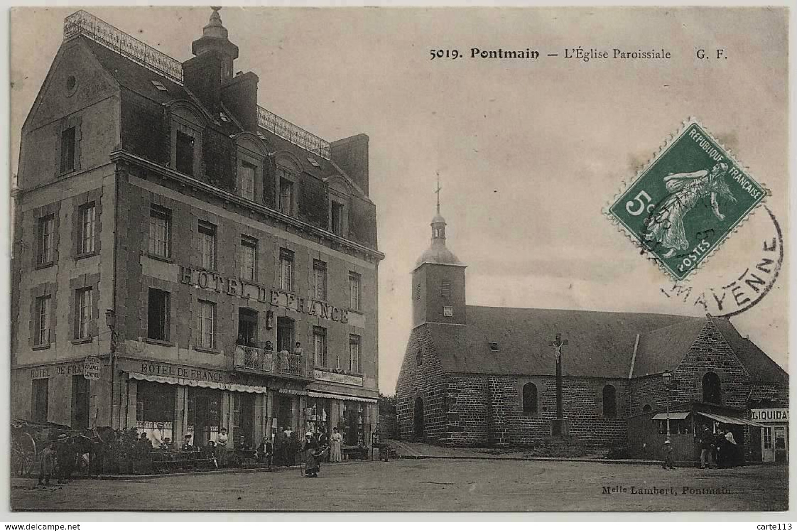 53 - B30687CPA - PONTMAIN - Eglise Paroissiale -  Hotel De France - Parfait état - MAYENNE - Pontmain