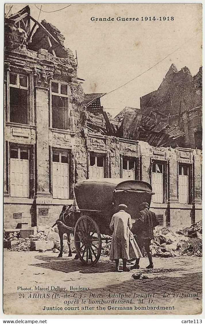 62 - B30556CPA - ARRAS - Le Tribunal, Place Adolphe Lenglet - Apres Le Bombardement - Très Bon état - PAS-DE-CALAIS - Arras