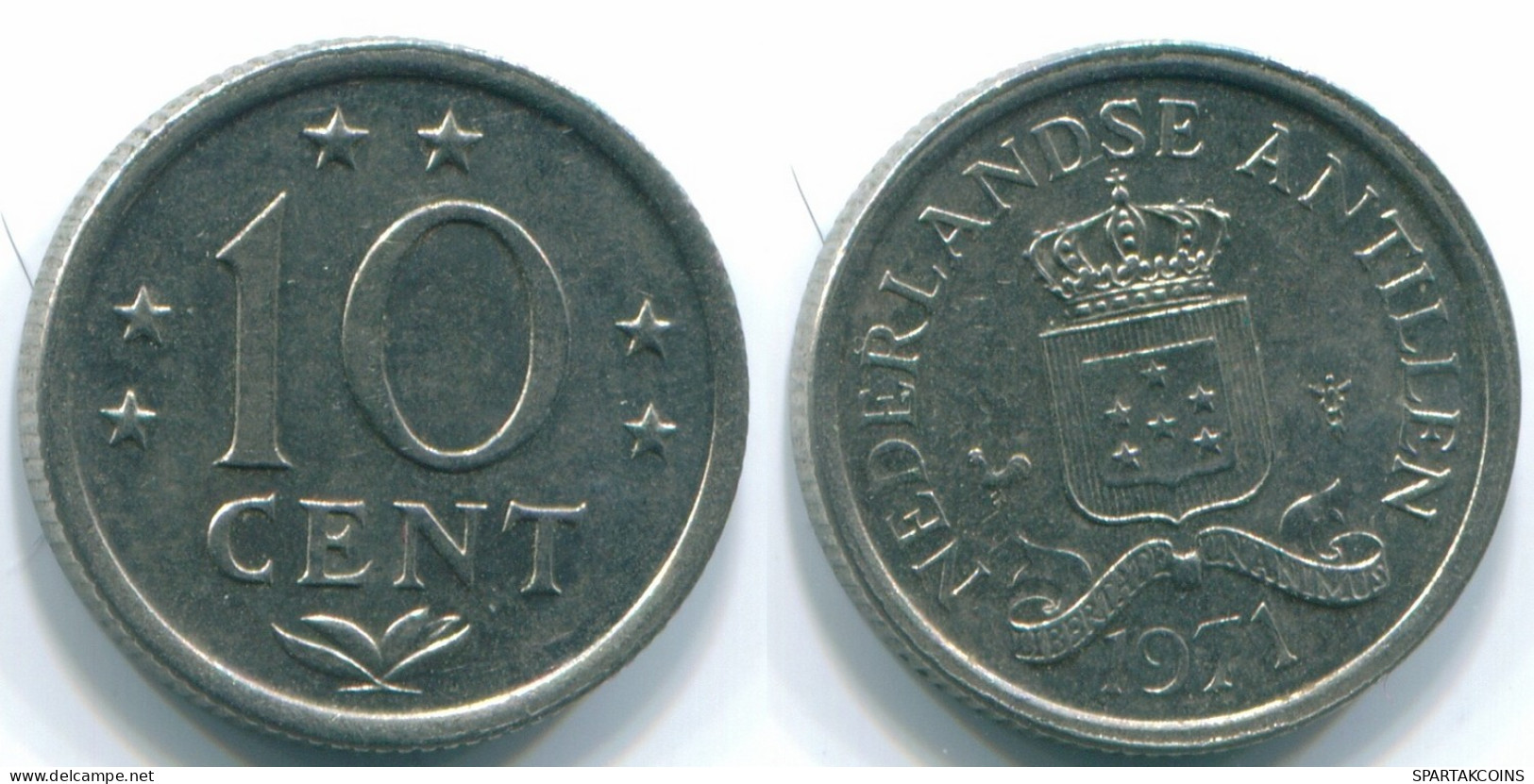 10 CENTS 1971 NIEDERLÄNDISCHE ANTILLEN Nickel Koloniale Münze #S13449.D.A - Niederländische Antillen