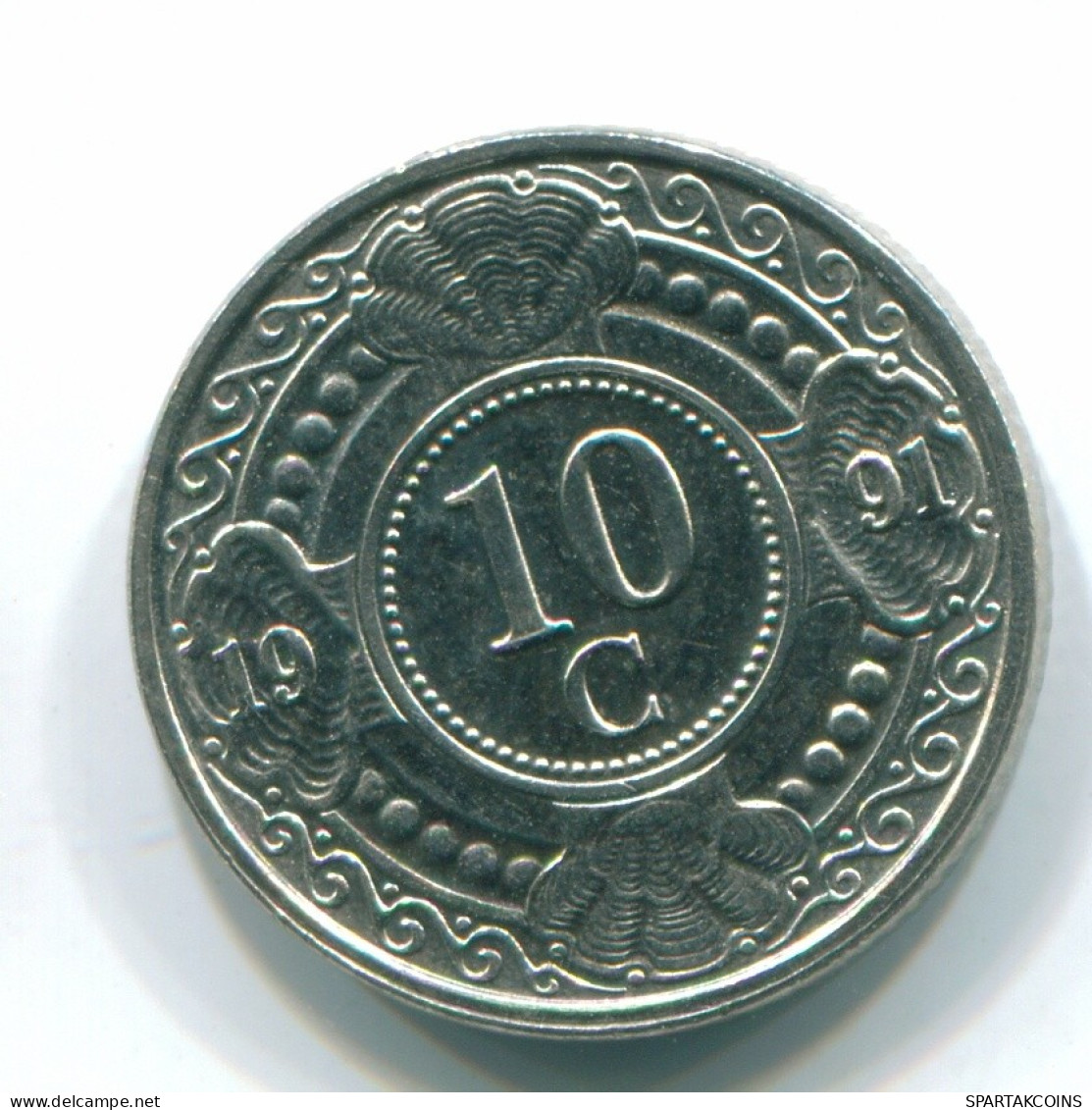 10 CENTS 1991 NETHERLANDS ANTILLES Nickel Colonial Coin #S11340.U.A - Niederländische Antillen