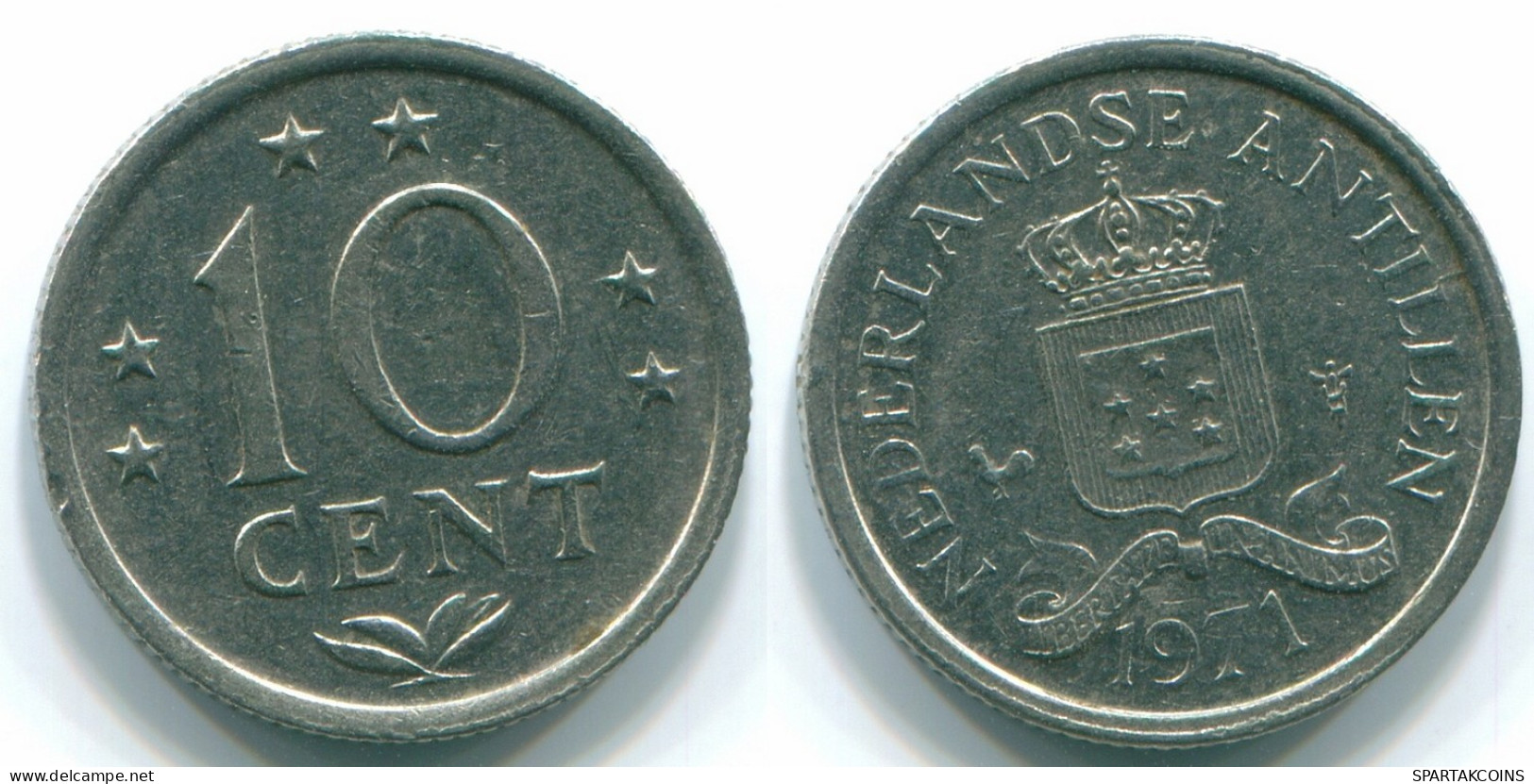 10 CENTS 1971 NIEDERLÄNDISCHE ANTILLEN Nickel Koloniale Münze #S13416.D.A - Nederlandse Antillen