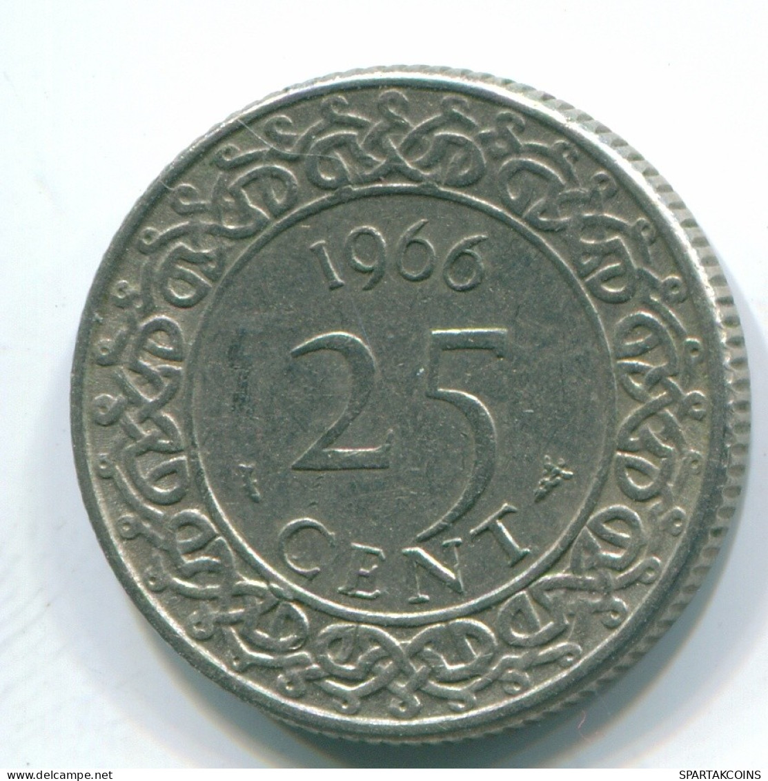 25 CENTS 1966 SURINAME NÉERLANDAIS NETHERLANDS Nickel Colonial Pièce #S11217.F.A - Suriname 1975 - ...