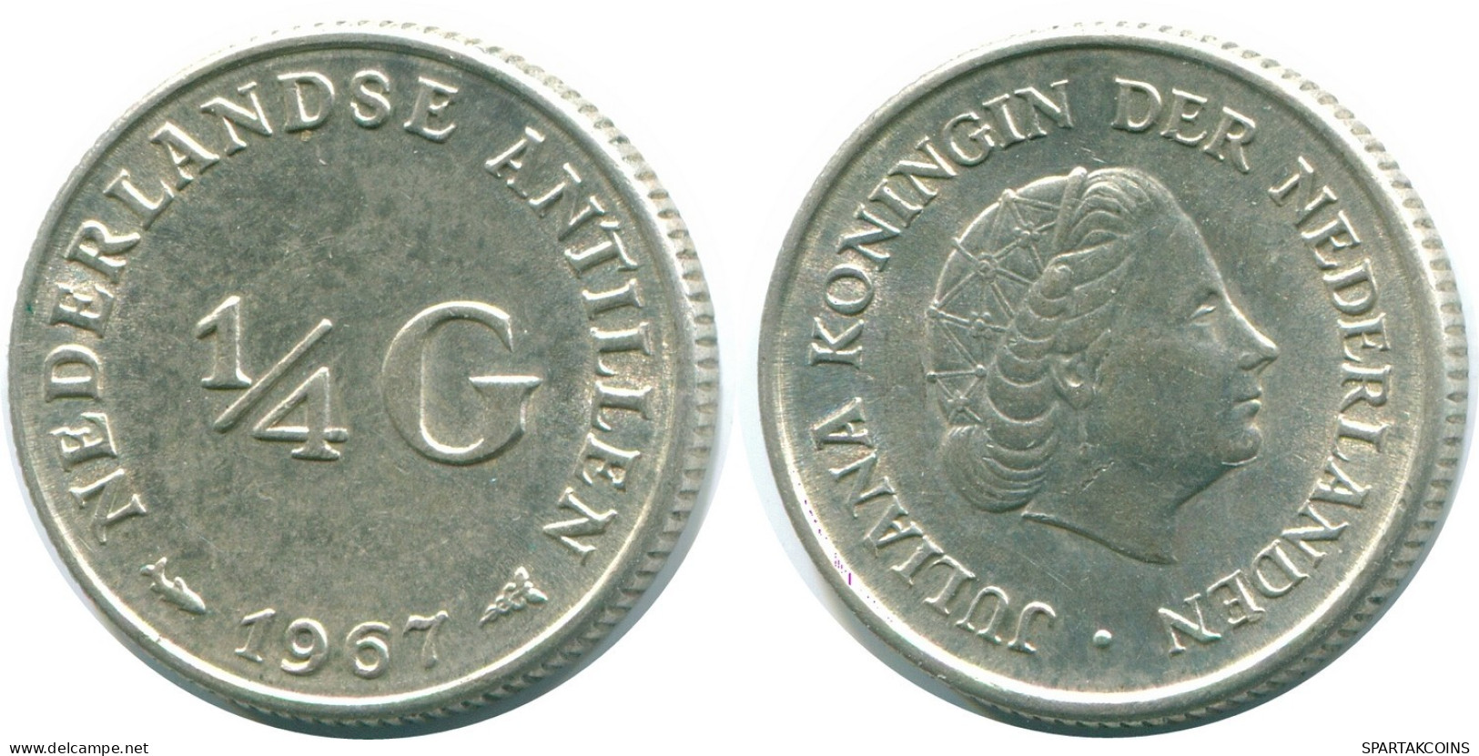 1/4 GULDEN 1967 NIEDERLÄNDISCHE ANTILLEN SILBER Koloniale Münze #NL11440.4.D.A - Netherlands Antilles